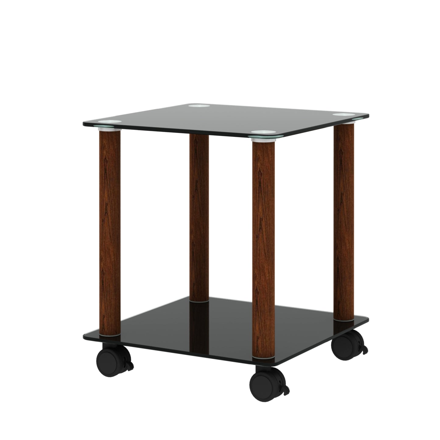 2 Tiers Space Saving End Table Modern Design Night Stand with Storage Shelve- Black+Walnut_15