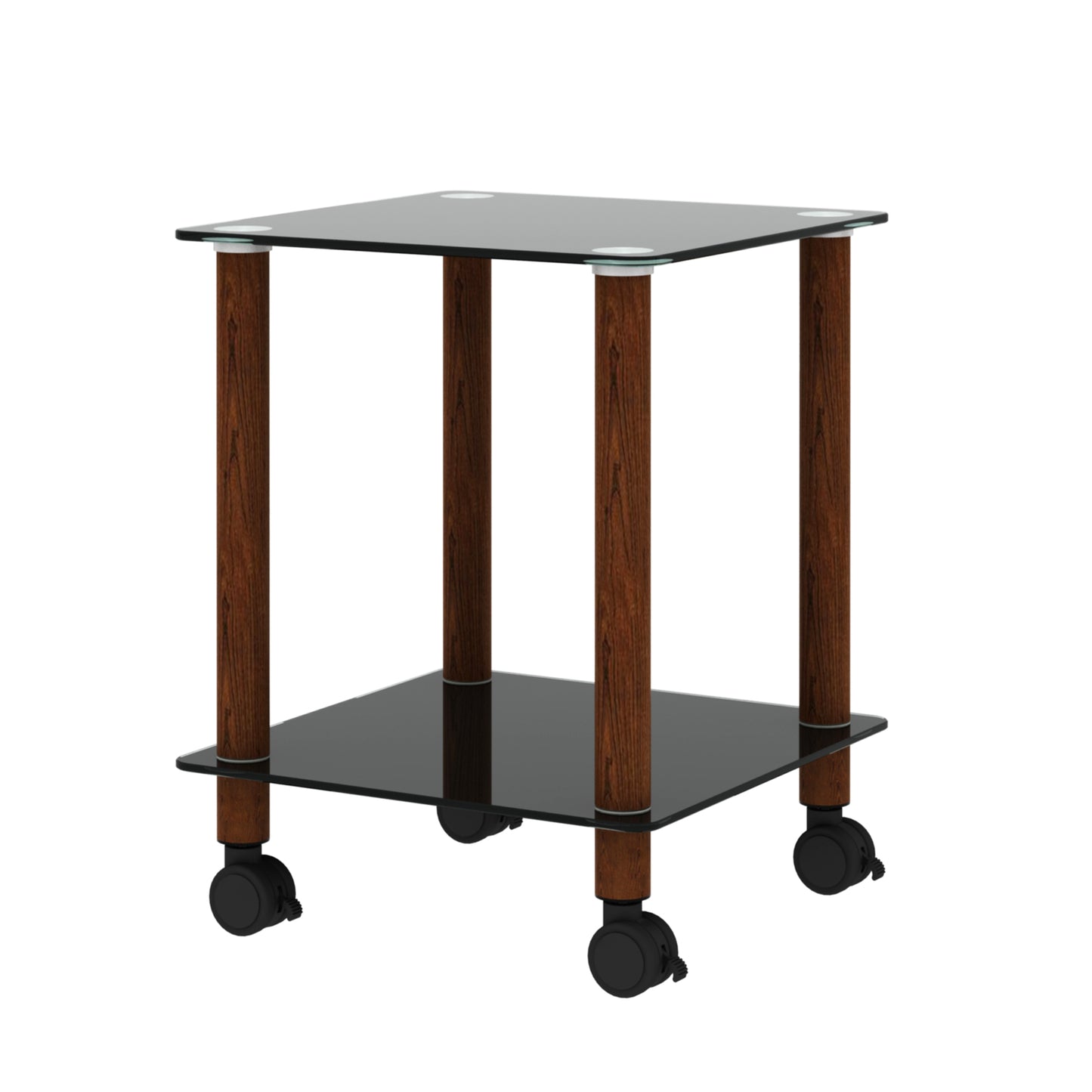 2 Tiers Space Saving End Table Modern Design Night Stand with Storage Shelve- Black+Walnut_17