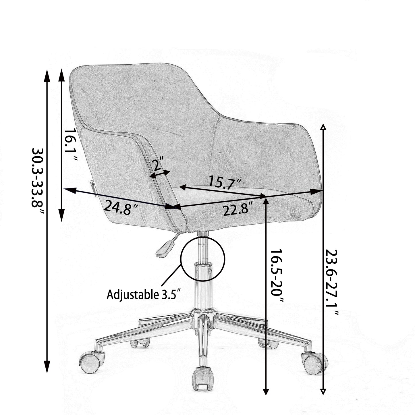 360° Revolving Modern Design Velvet Home and Office Chair with Metal Legs- Beige_6