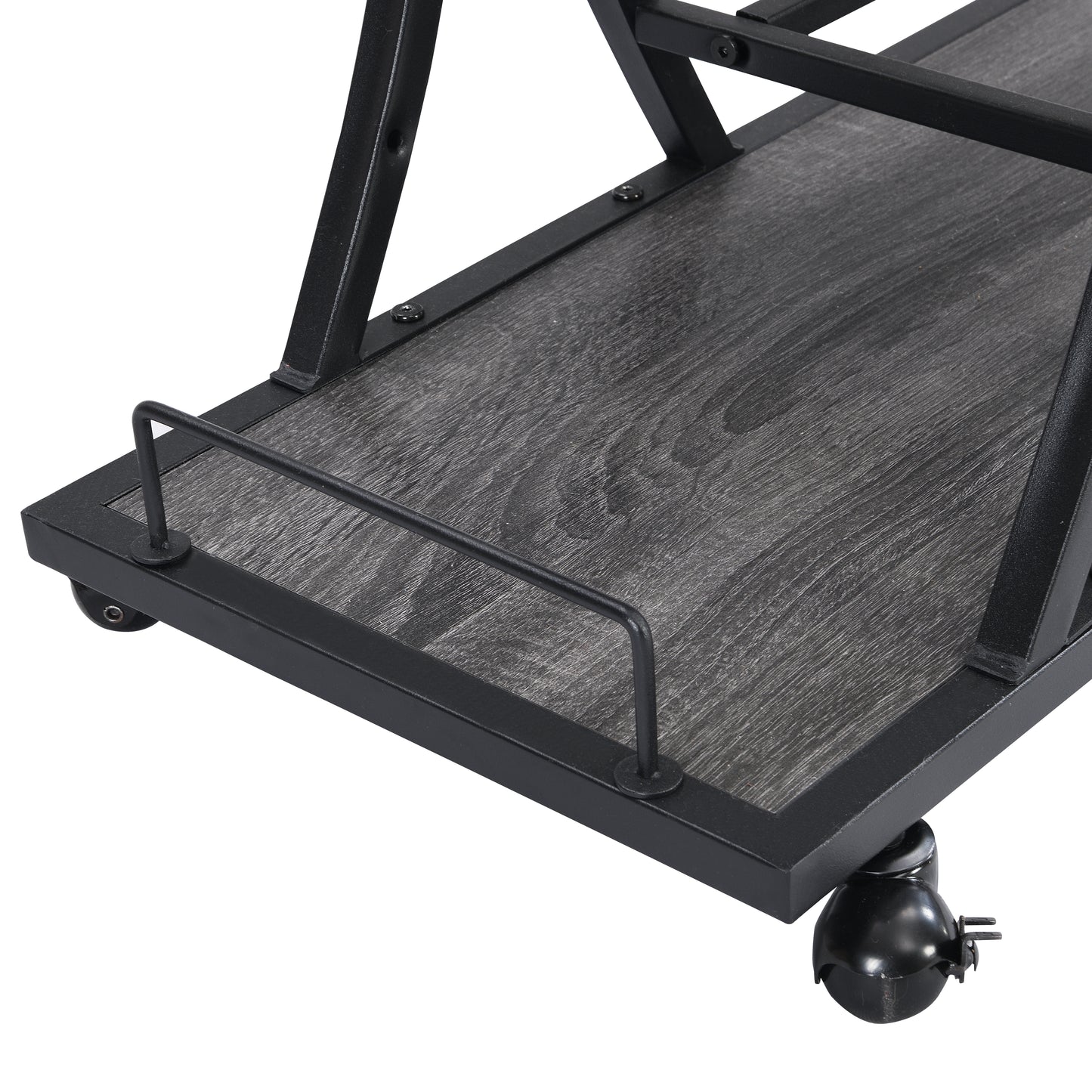 Kitchen 3 -Tier Storage Shelves Cart with Wine Rack-Black_10