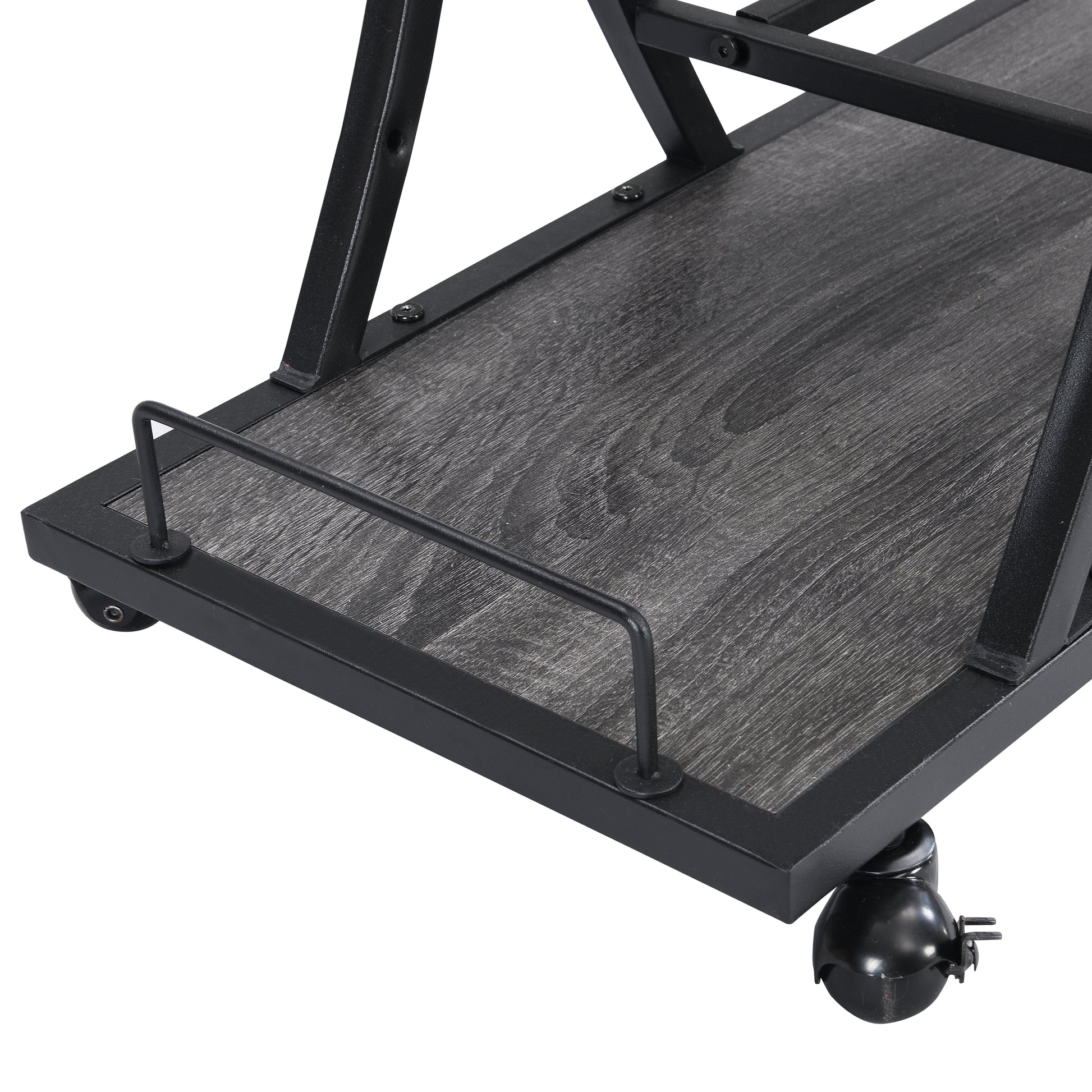 Kitchen 3 -Tier Storage Shelves Cart with Wine Rack-Black_10