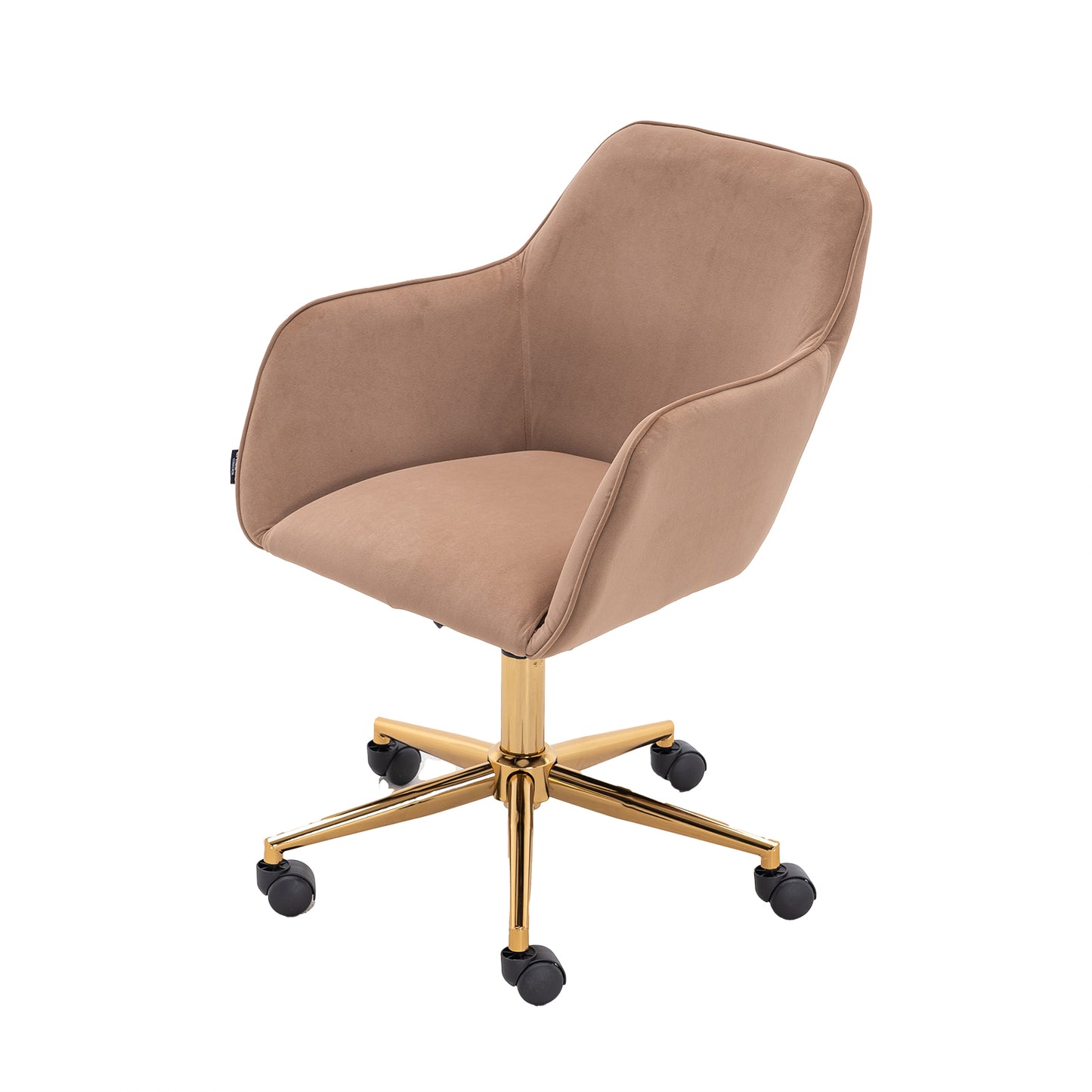 360° Revolving Modern Design Velvet Home and Office Chair with Metal Legs- Light Coffee_11