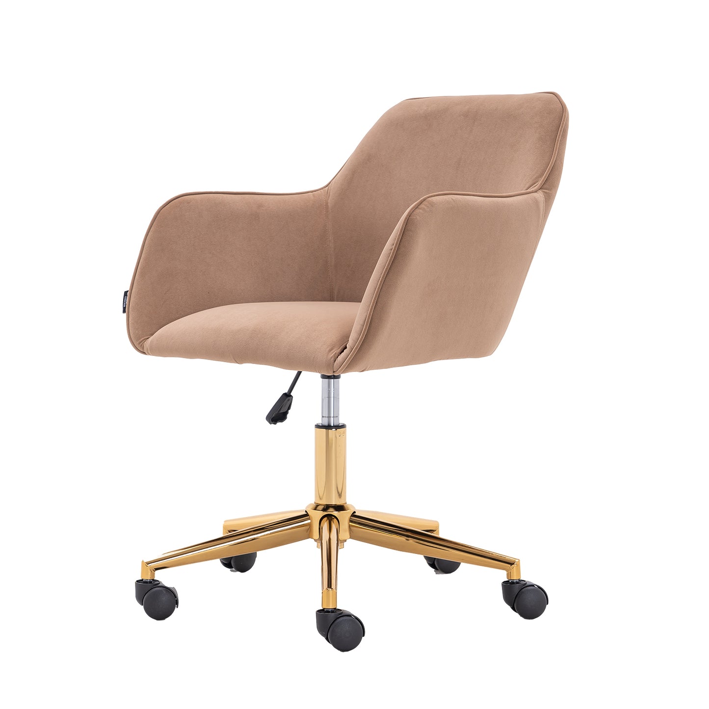 360° Revolving Modern Design Velvet Home and Office Chair with Metal Legs- Light Coffee_15