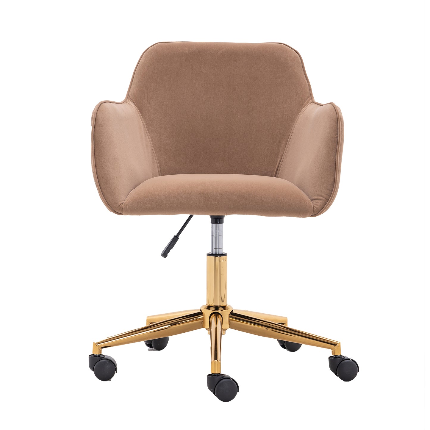 360° Revolving Modern Design Velvet Home and Office Chair with Metal Legs- Light Coffee_14