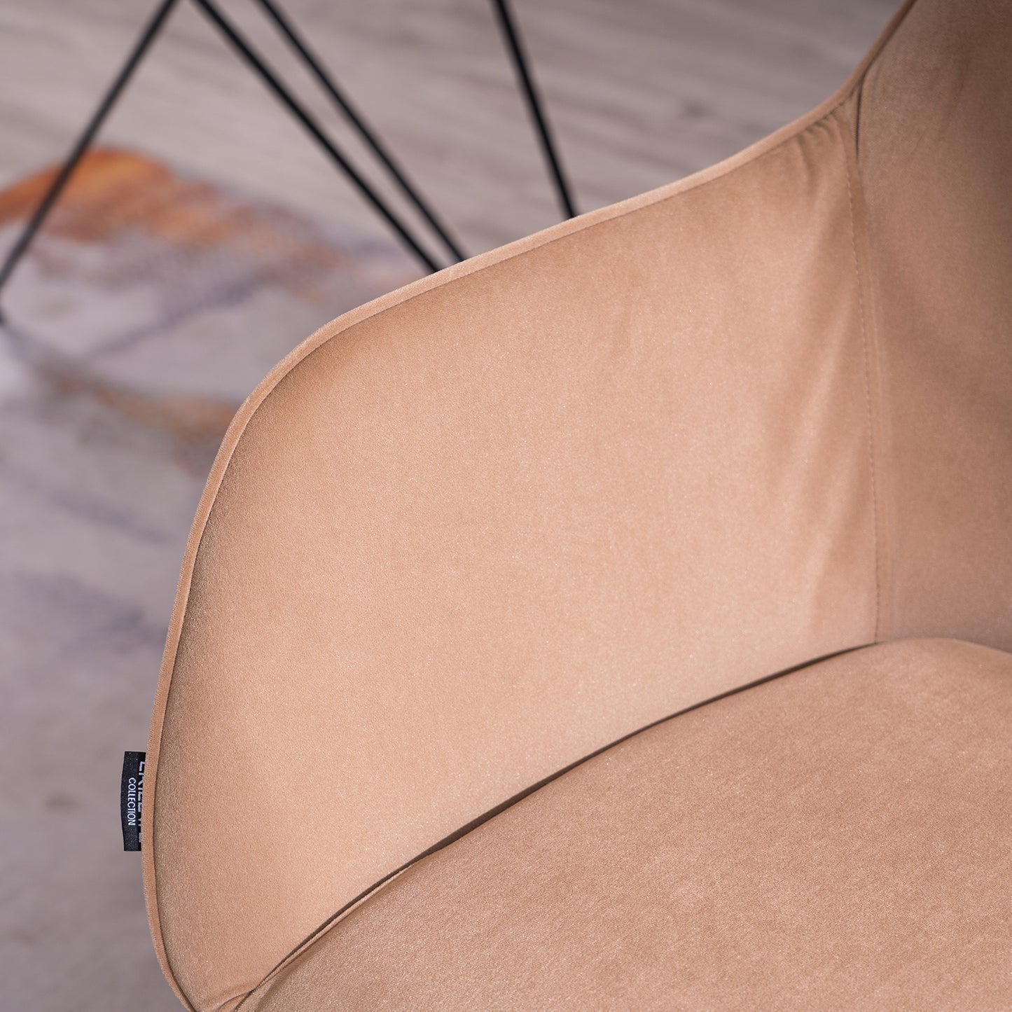 360° Revolving Modern Design Velvet Home and Office Chair with Metal Legs- Light Coffee_10