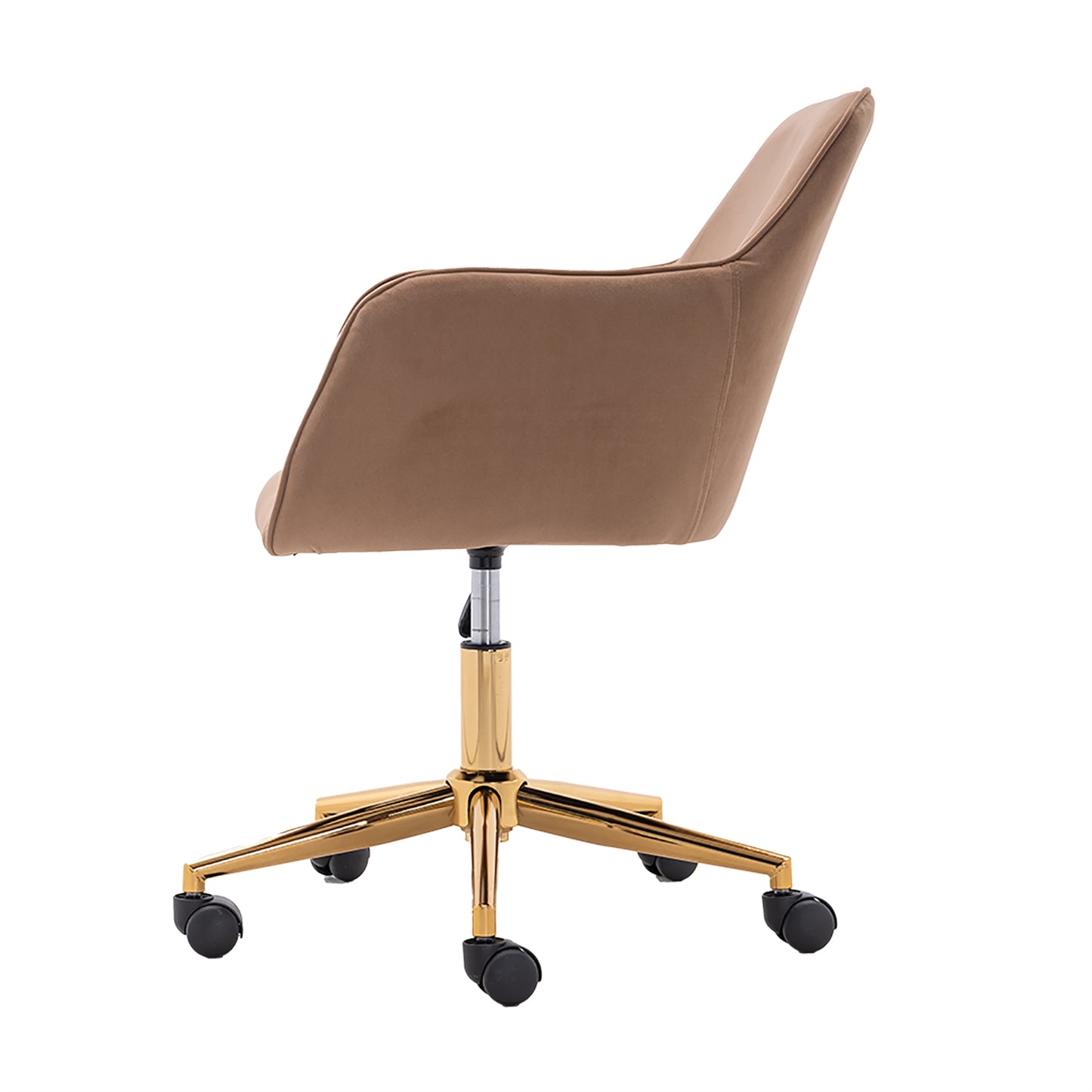 360° Revolving Modern Design Velvet Home and Office Chair with Metal Legs- Light Coffee_13
