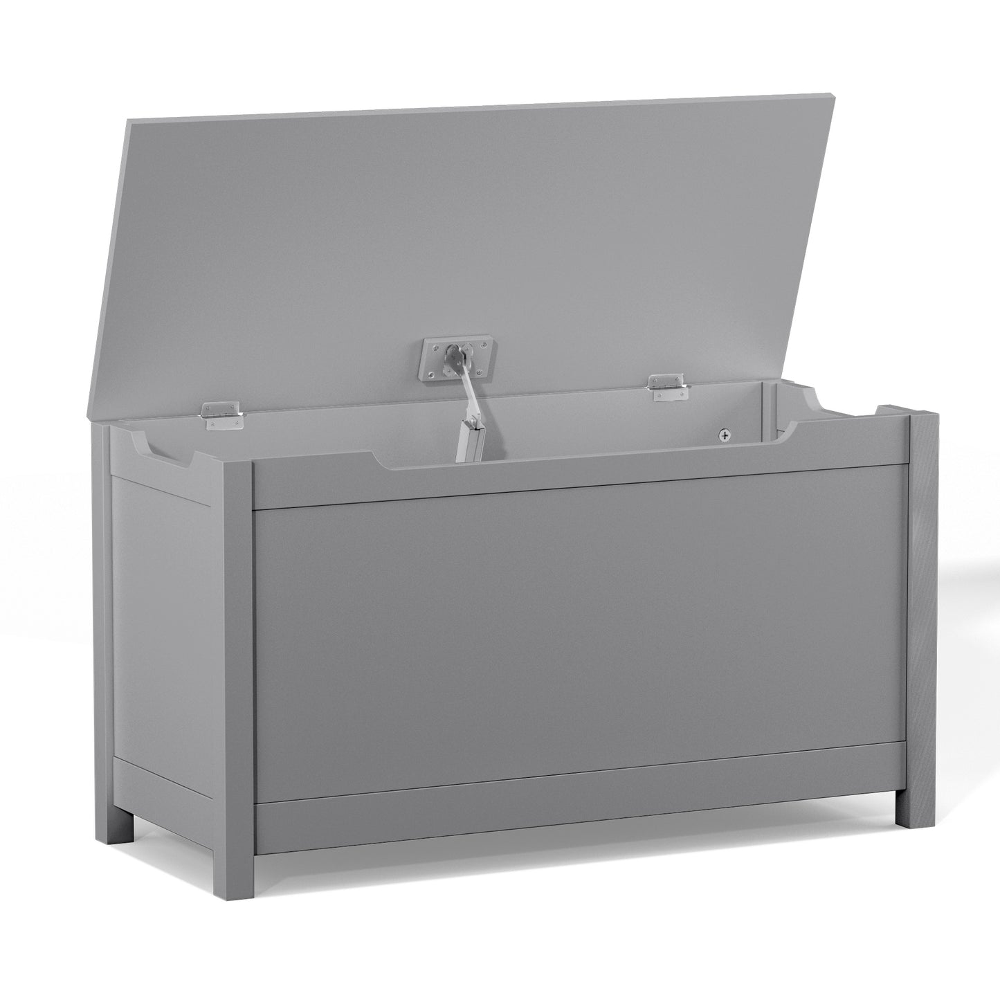 Kids Wooden Toy Box Storage with Safety Hinged Lid for Ages 3+ -Gray_11