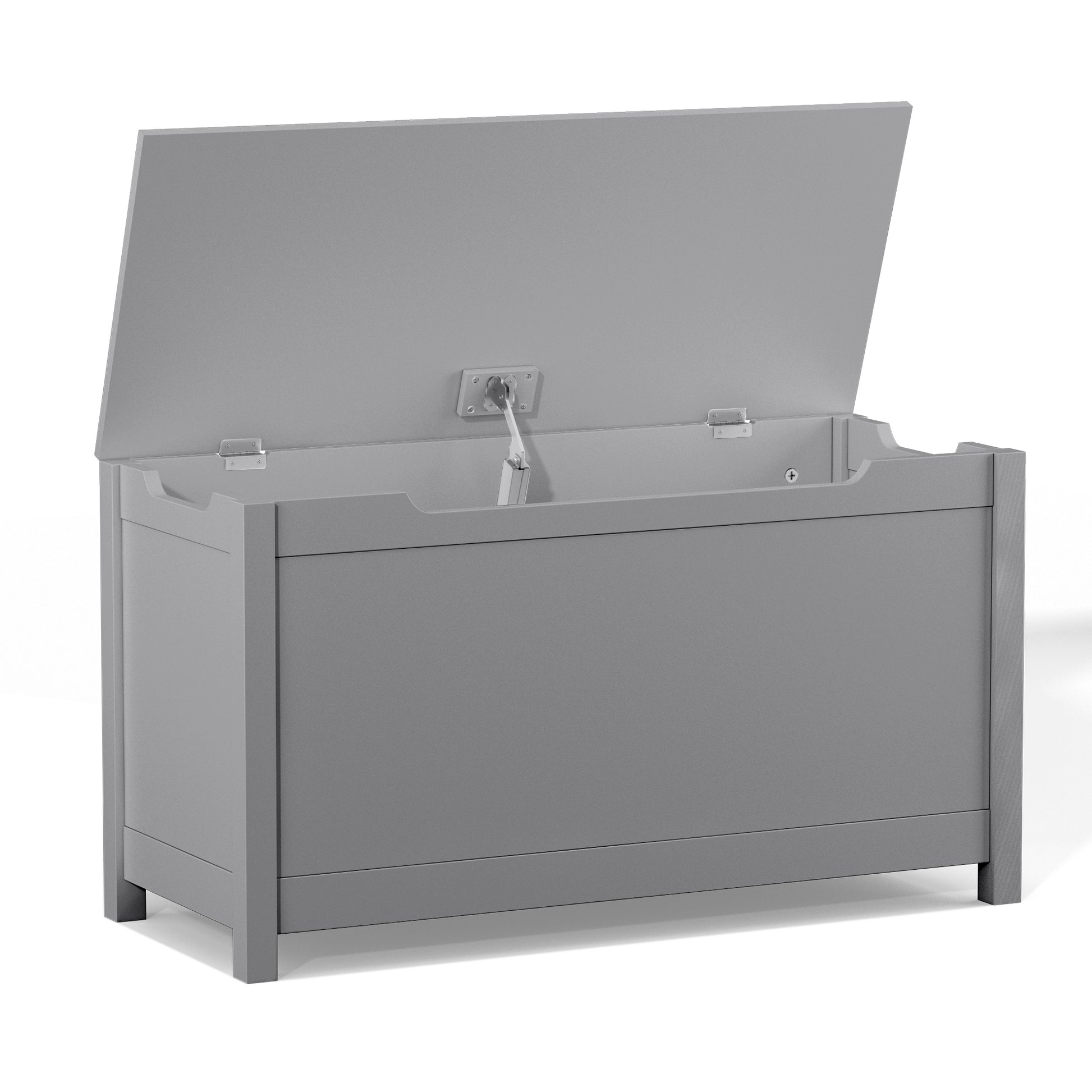 Kids Wooden Toy Box Storage with Safety Hinged Lid for Ages 3+ -Gray_11
