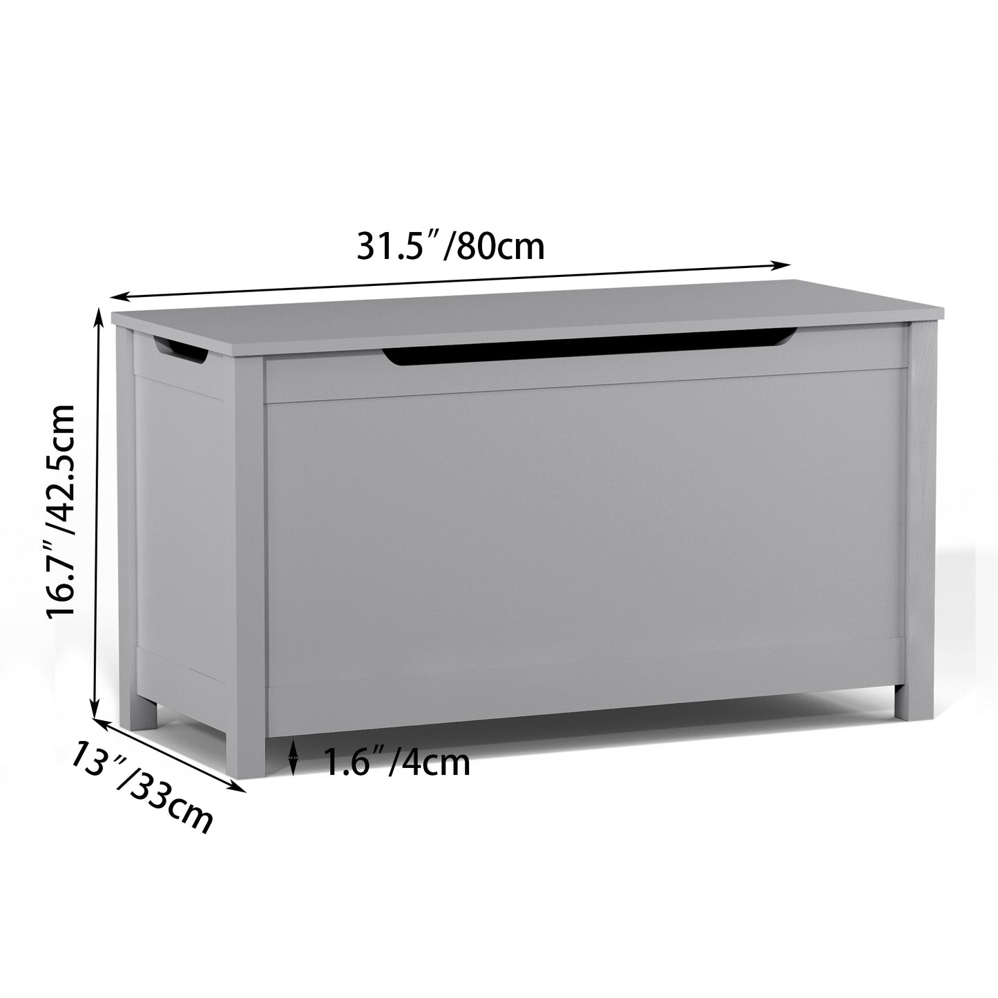 Kids Wooden Toy Box Storage with Safety Hinged Lid for Ages 3+ -Gray_6