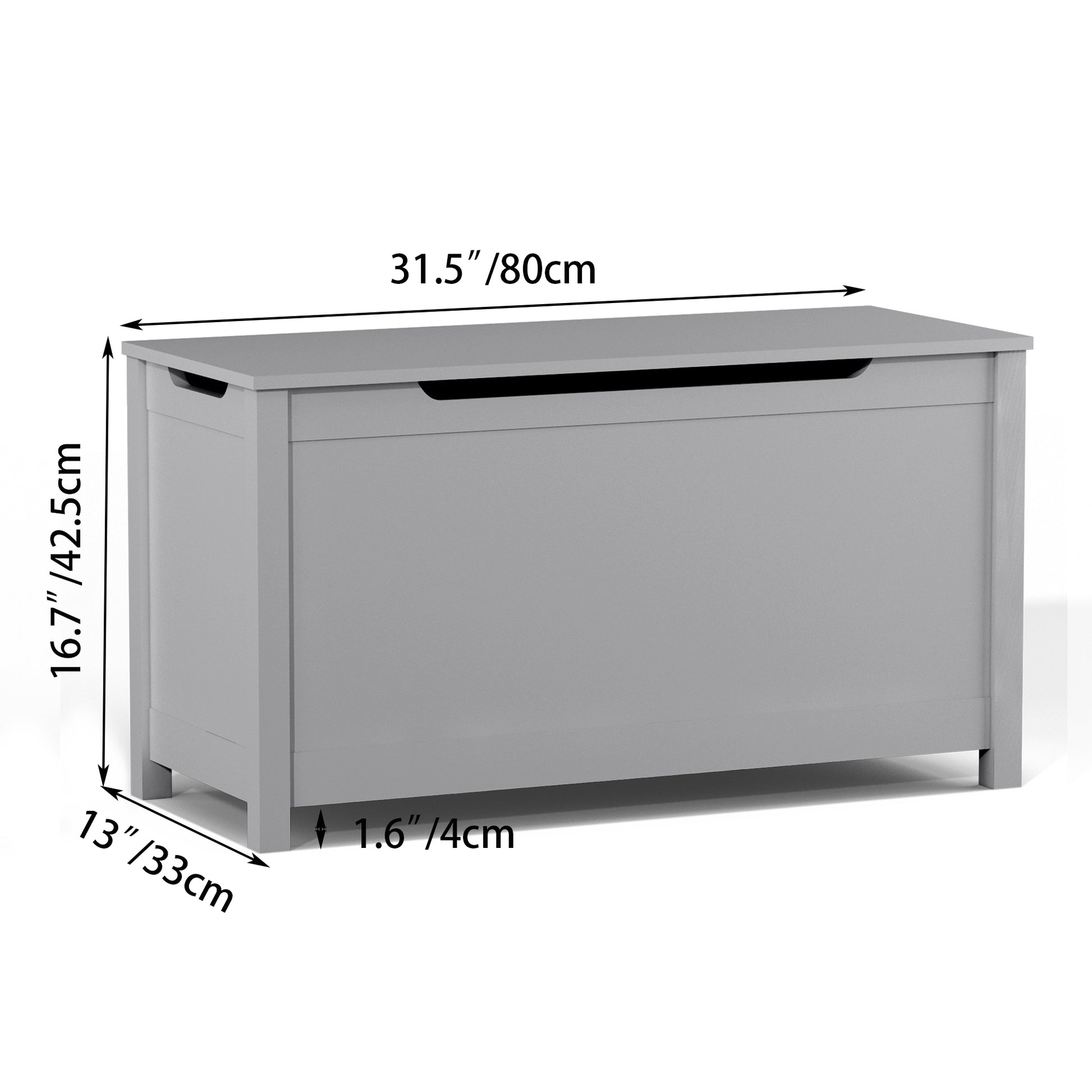 Kids Wooden Toy Box Storage with Safety Hinged Lid for Ages 3+ -Gray_6