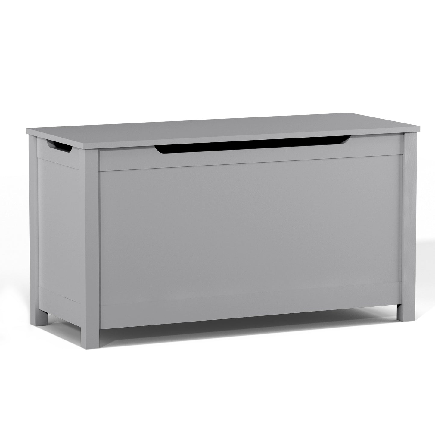 Kids Wooden Toy Box Storage with Safety Hinged Lid for Ages 3+ -Gray_9