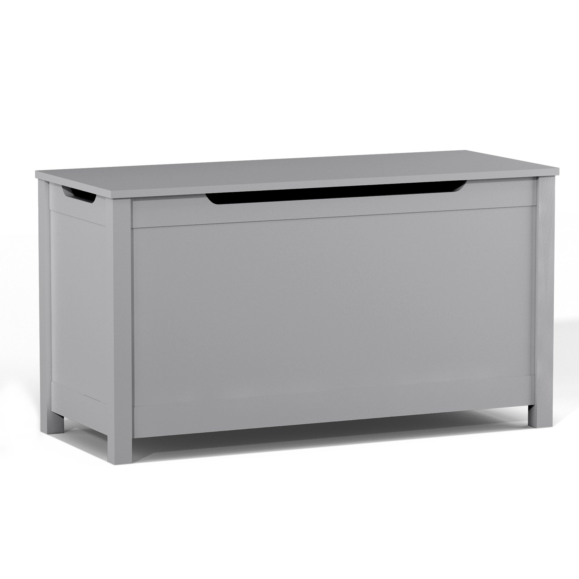 Kids Wooden Toy Box Storage with Safety Hinged Lid for Ages 3+ -Gray_9