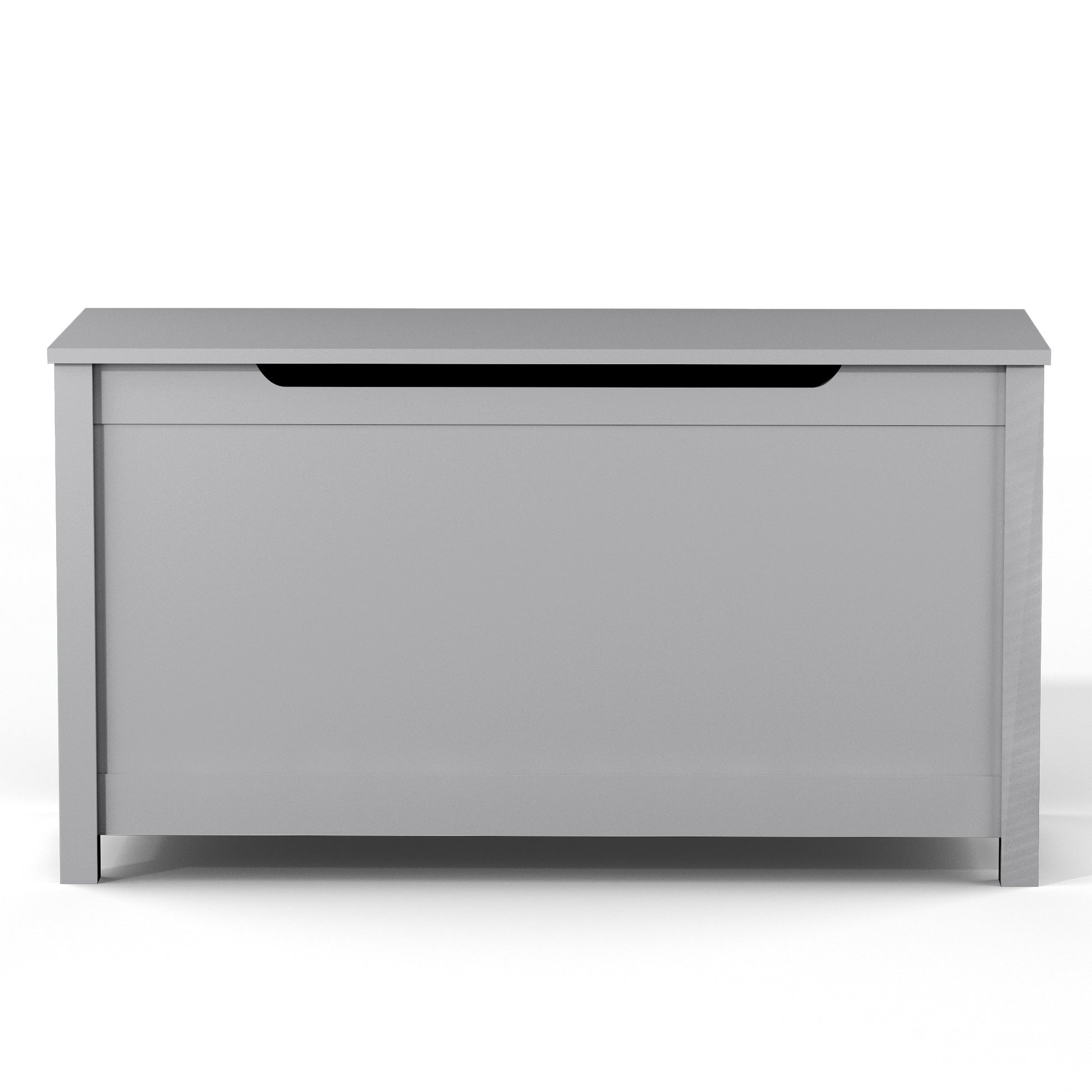 Kids Wooden Toy Box Storage with Safety Hinged Lid for Ages 3+ -Gray_8