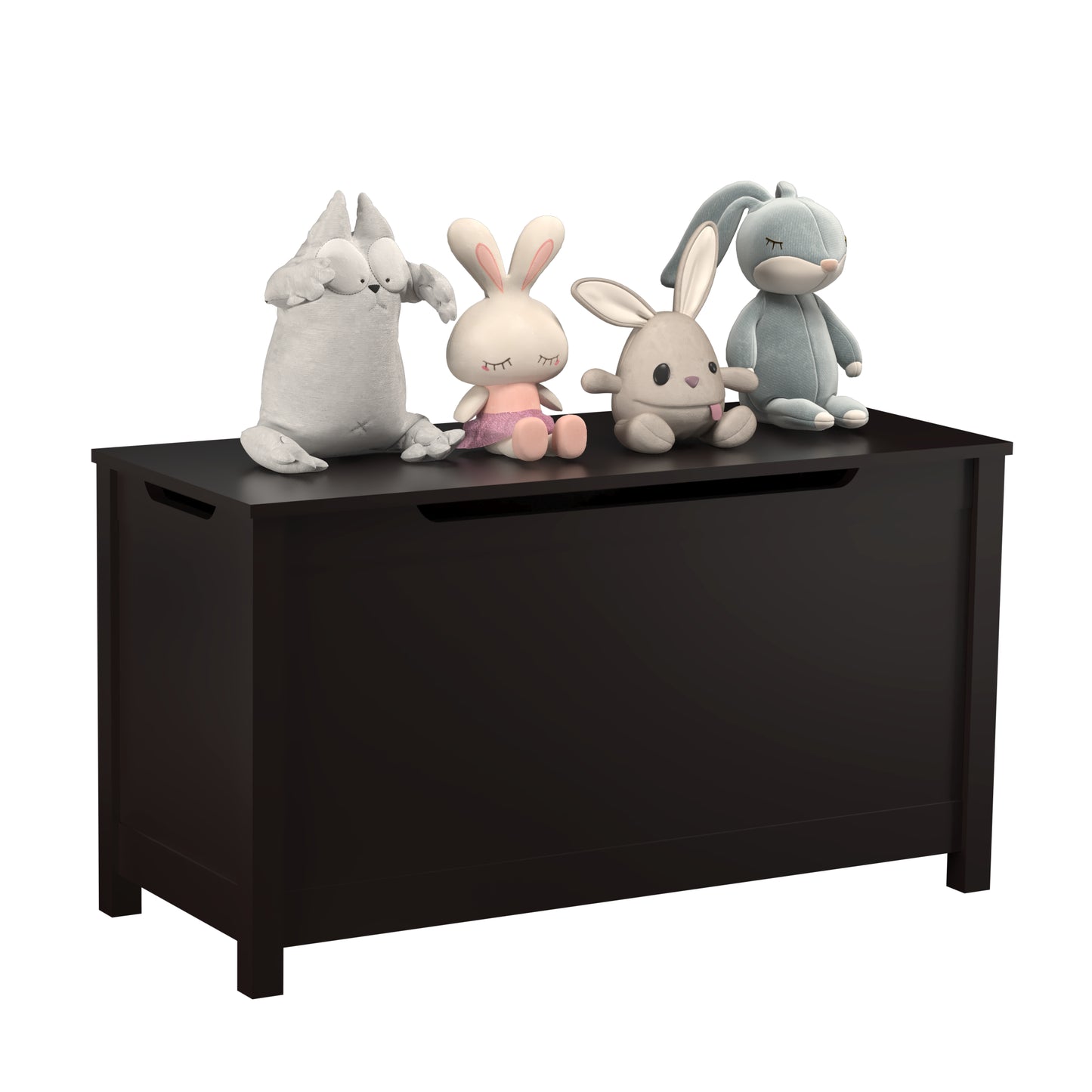 Kids Wooden Toy Box Storage with Safety Hinged Lid for Ages 3+ -Dark Brown_8