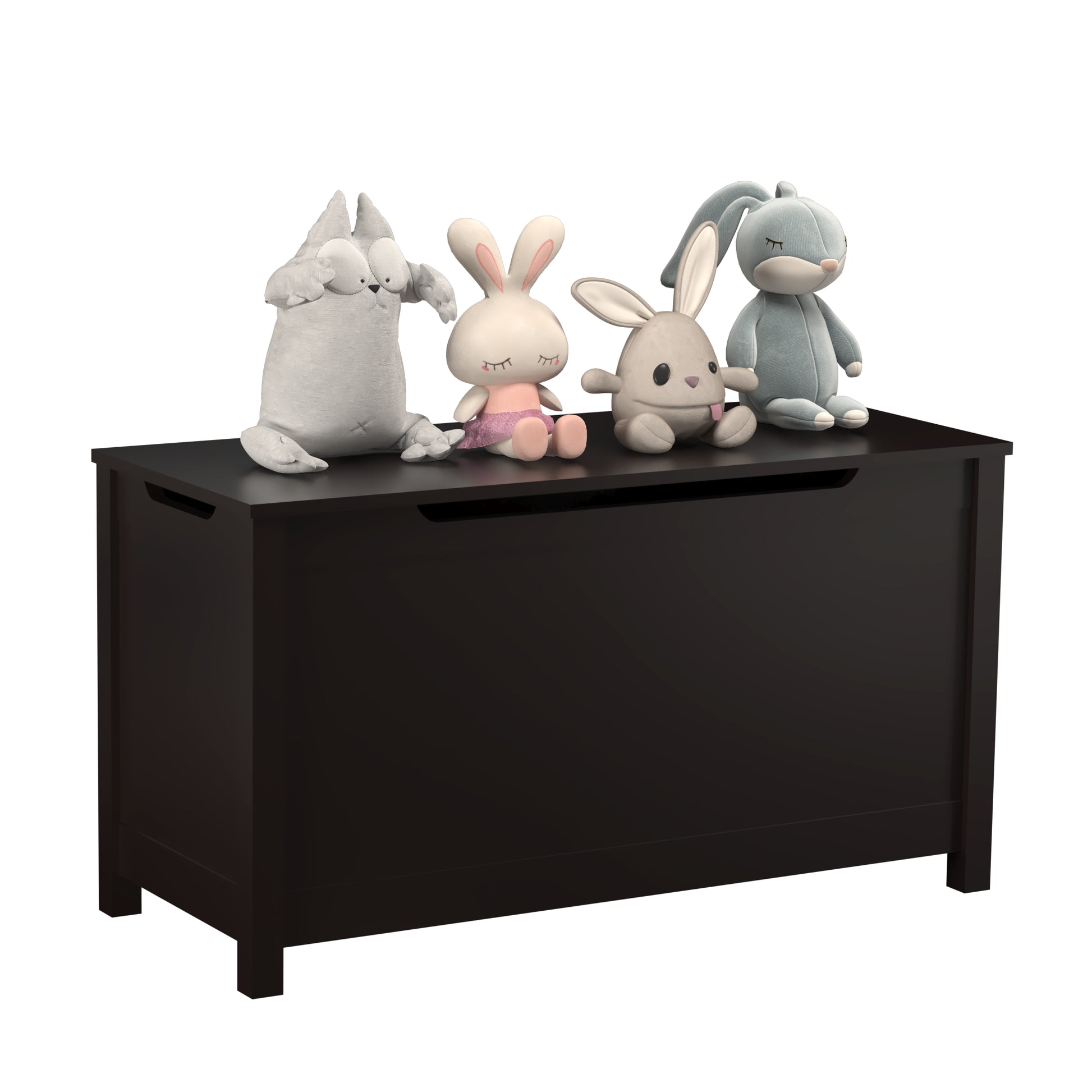 Kids Wooden Toy Box Storage with Safety Hinged Lid for Ages 3+ -Dark Brown_8