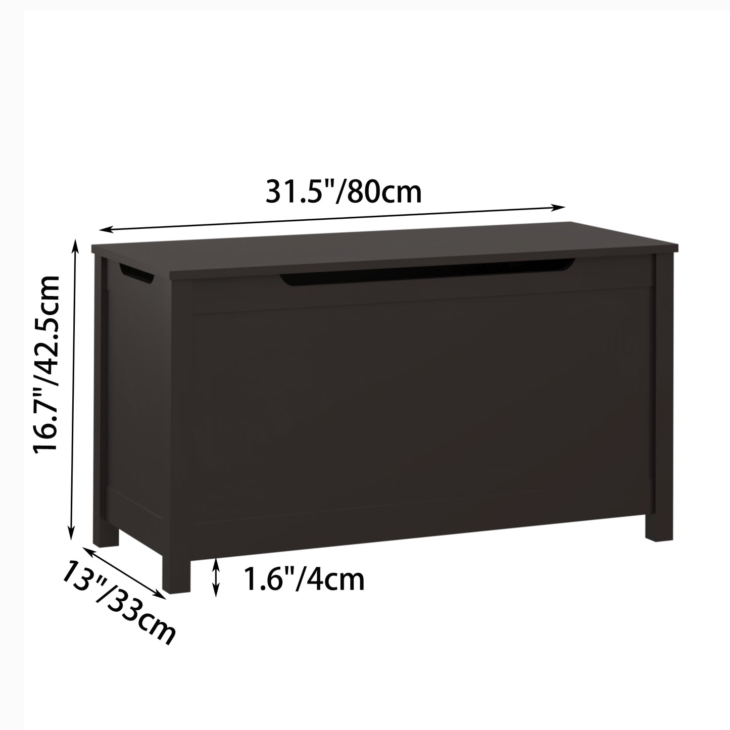 Kids Wooden Toy Box Storage with Safety Hinged Lid for Ages 3+ -Dark Brown_5