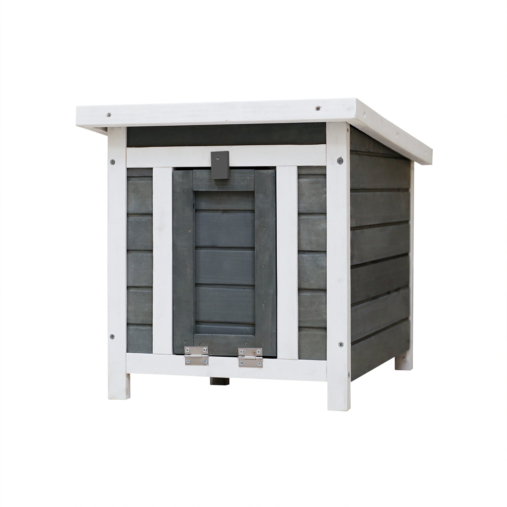 Weatherproof Wooden Outdoor Rabbit Hutch Lockable Animal House- Grey_2