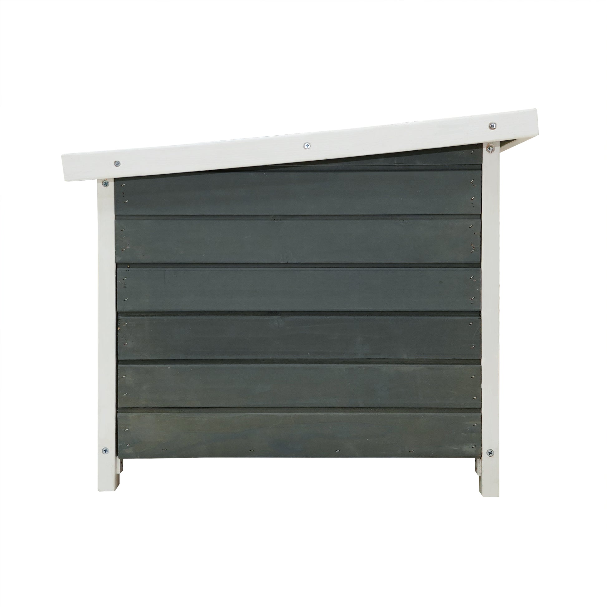 Weatherproof Wooden Outdoor Rabbit Hutch Lockable Animal House- Grey_3
