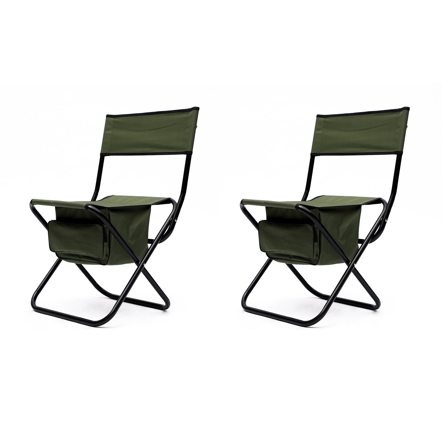 2 Pcs/Set Portable Folding Outdoor Camping Chair with Storage Bag- Green_4