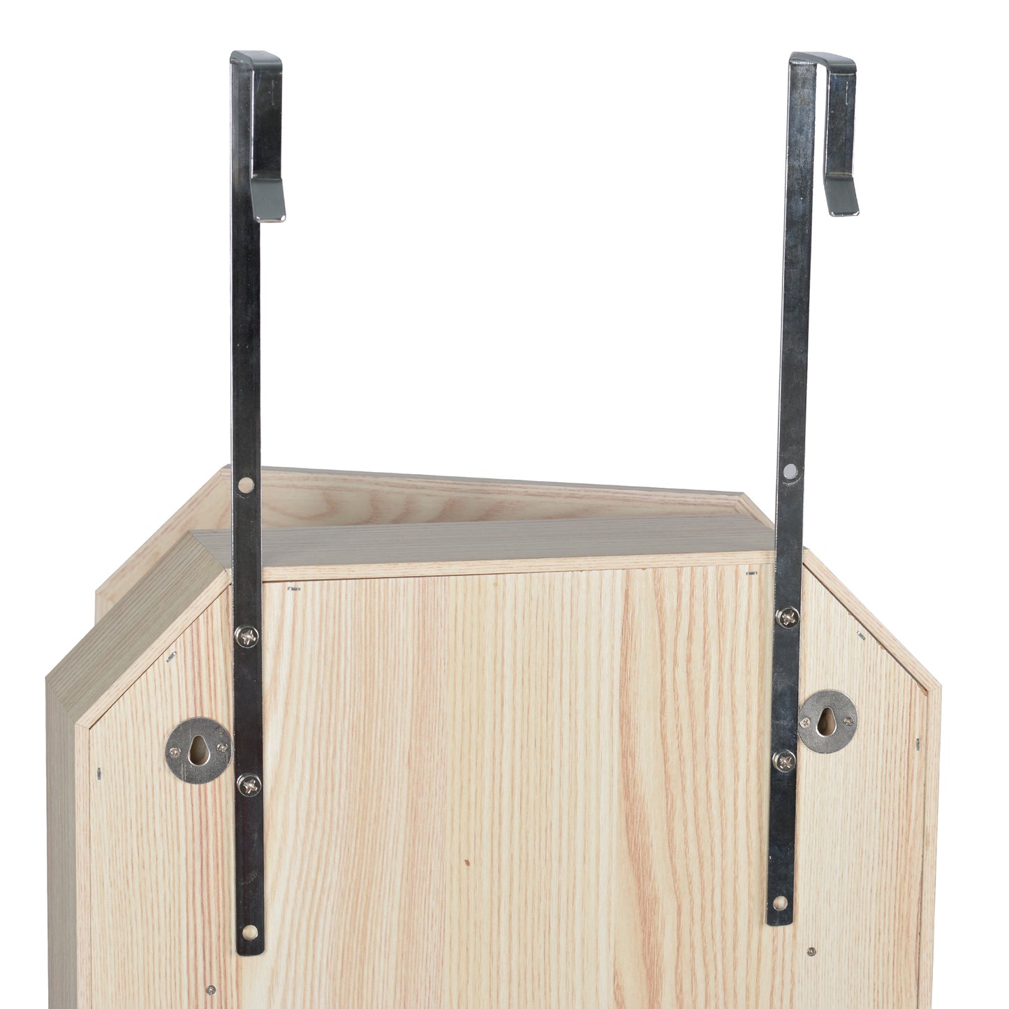 Fashionable Octagon Rimmed Mirror and Jewelry Storage Cabinet- Natural_2