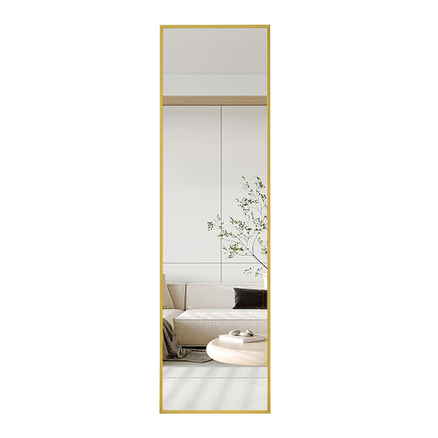 Wall Mounted Full-Length Body Mirror with Aluminum Alloy Metal Frame- Golden_11