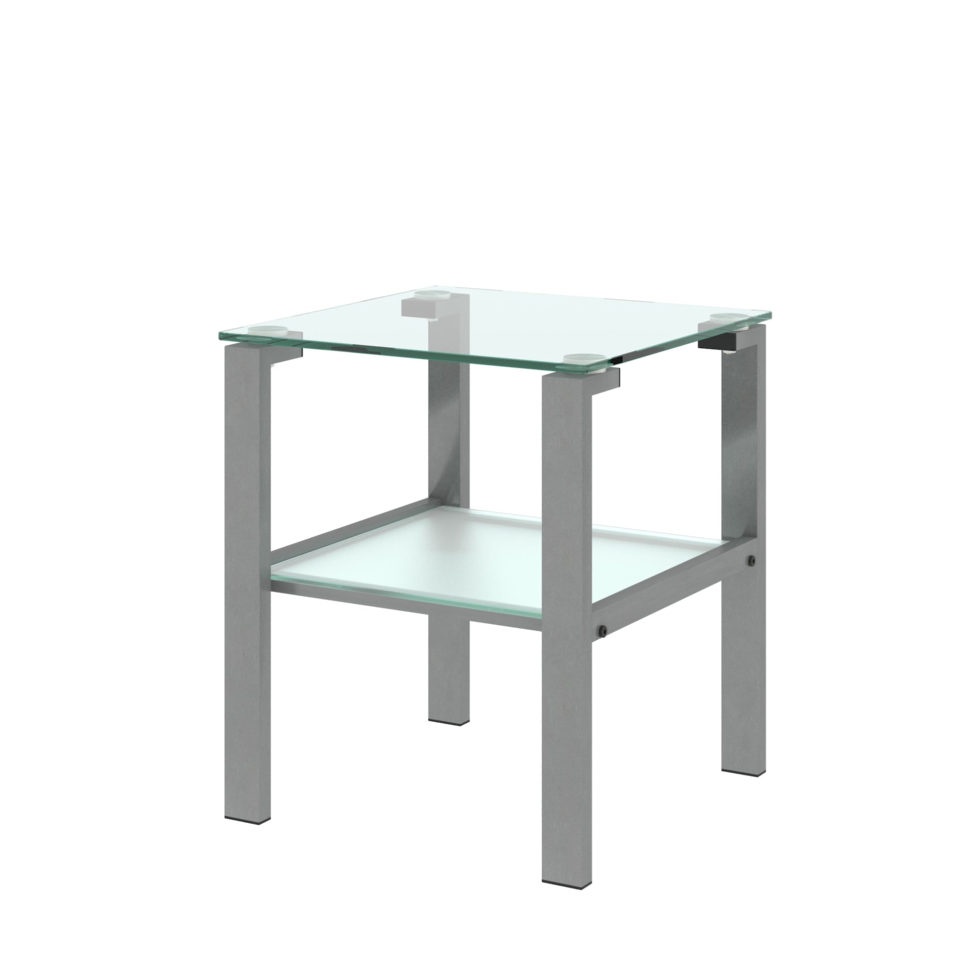 Two Layered Tempered Glass Small Bedroom Corner Home Tea Table- Gray_7