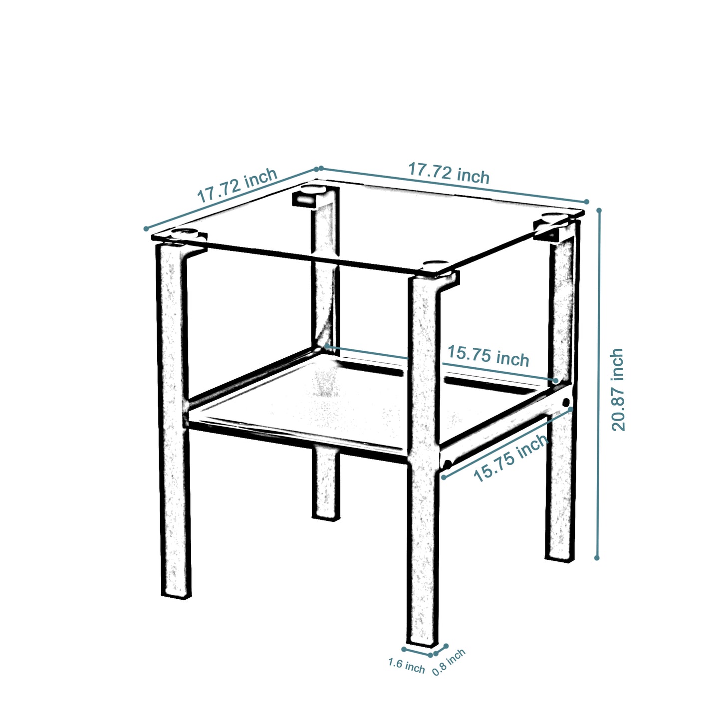 Two Layered Tempered Glass Small Bedroom Corner Home Tea Table- Gray_10