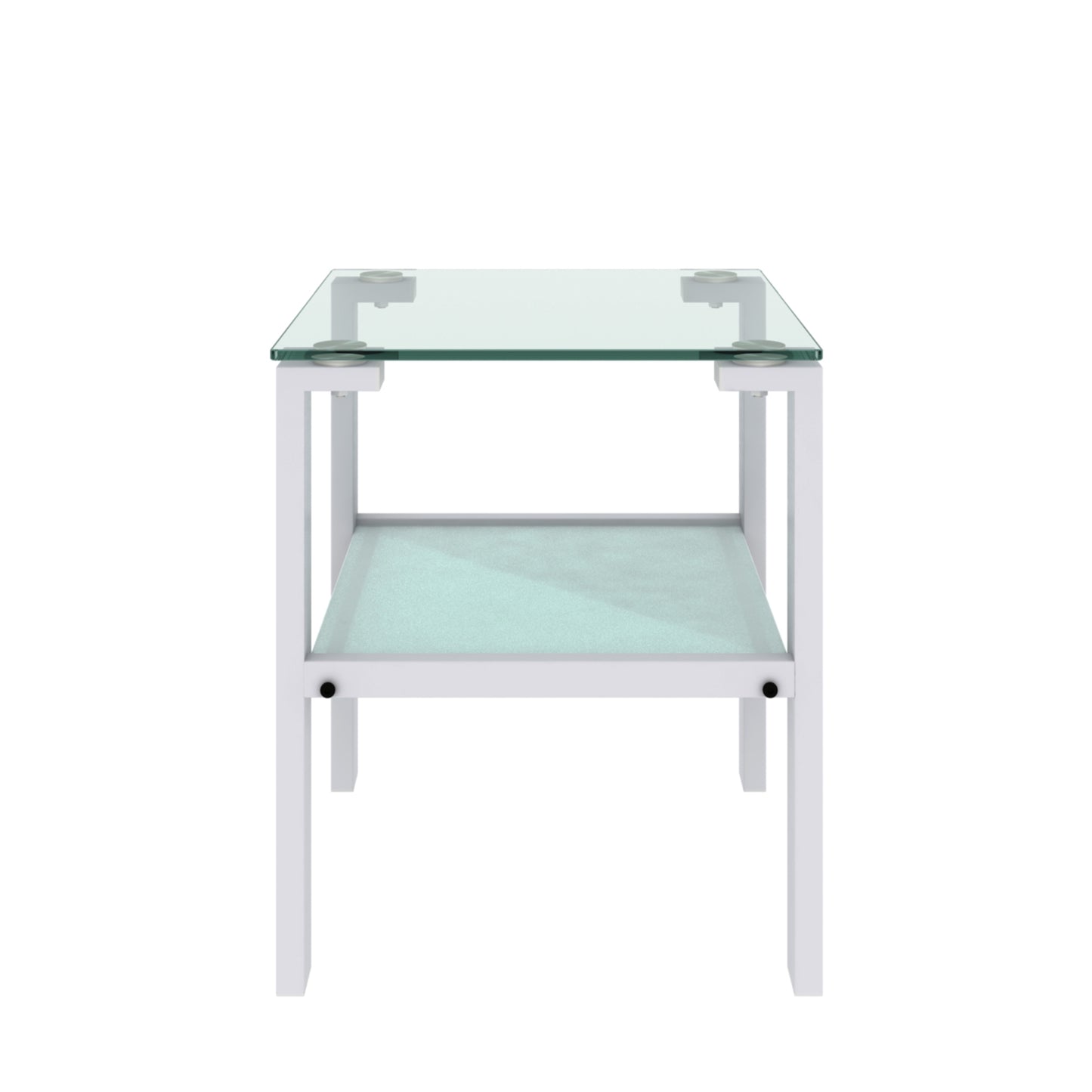 Two Layered Tempered Glass Small Bedroom Corner Home Tea Table- White_5