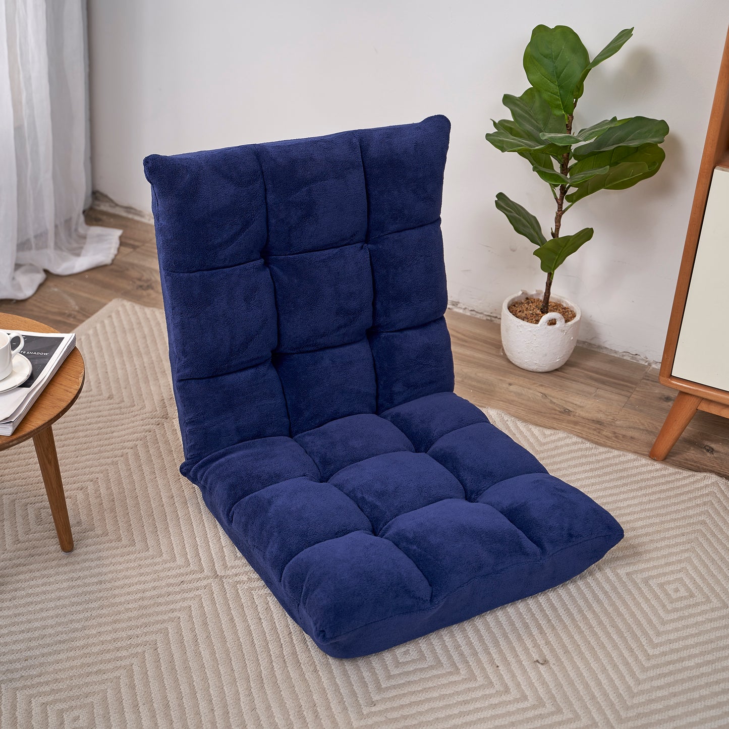 5 Height Adjustment Modern Tatami Sofa Folding Leisure Lounge Chair- Navy_10
