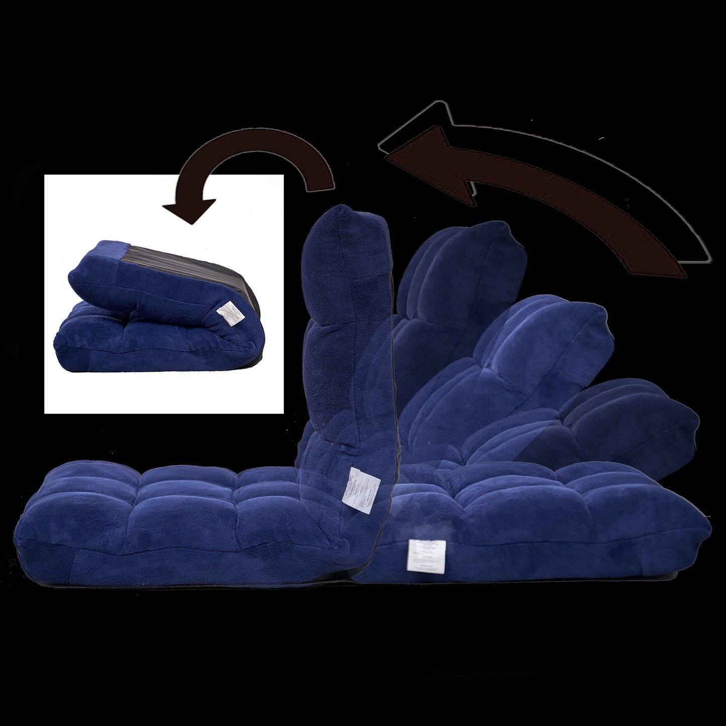 5 Height Adjustment Modern Tatami Sofa Folding Leisure Lounge Chair- Navy_19