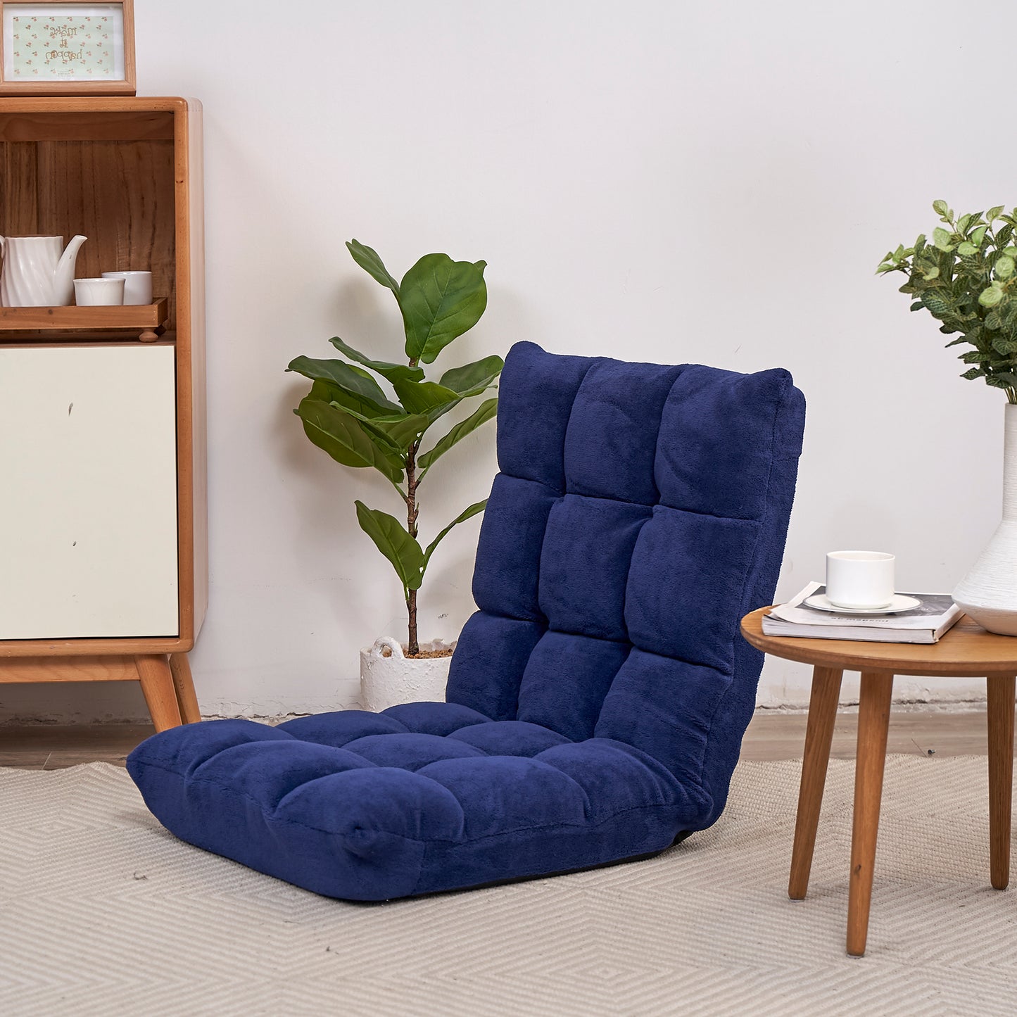 5 Height Adjustment Modern Tatami Sofa Folding Leisure Lounge Chair- Navy_3