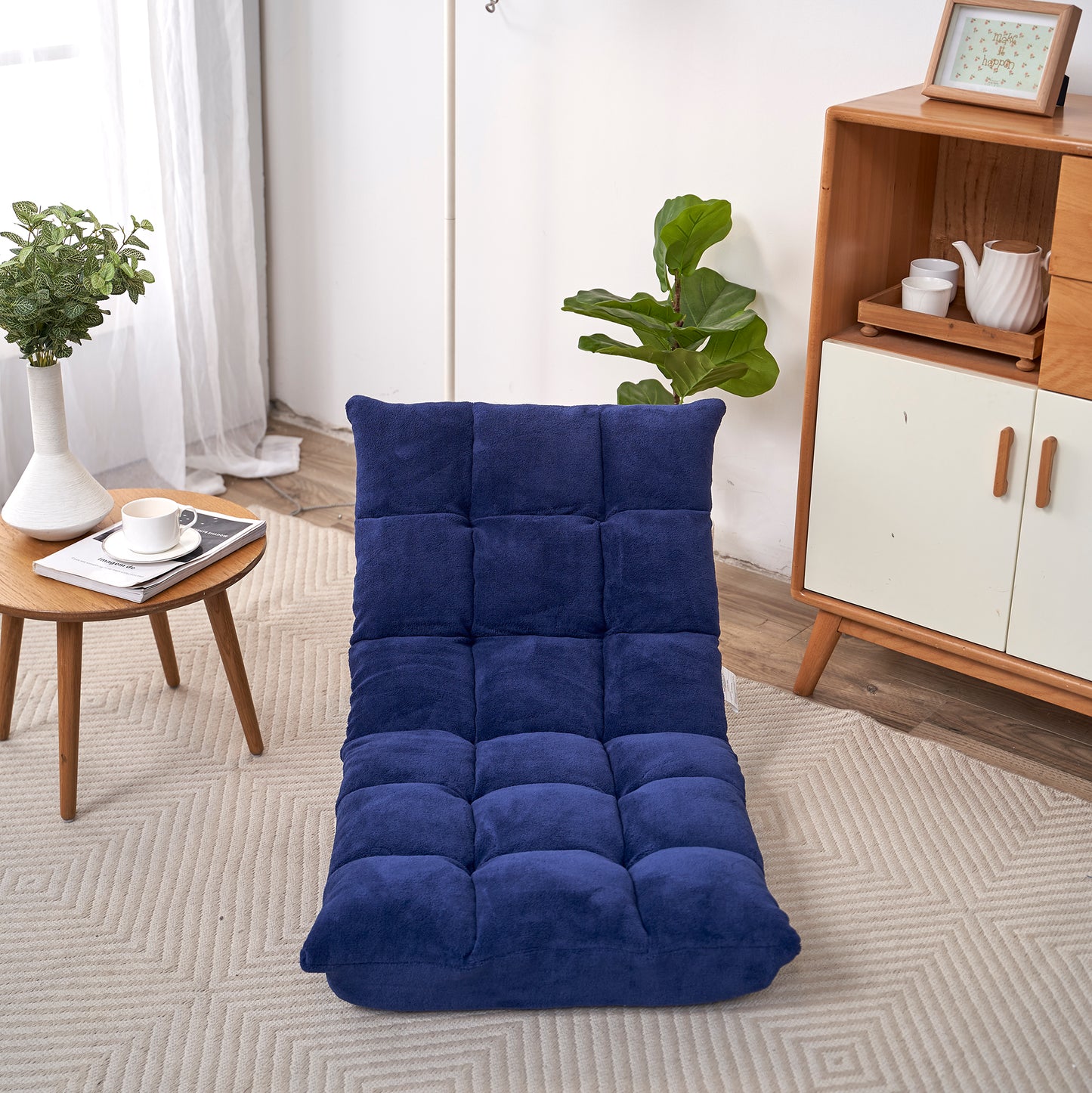 5 Height Adjustment Modern Tatami Sofa Folding Leisure Lounge Chair- Navy_4