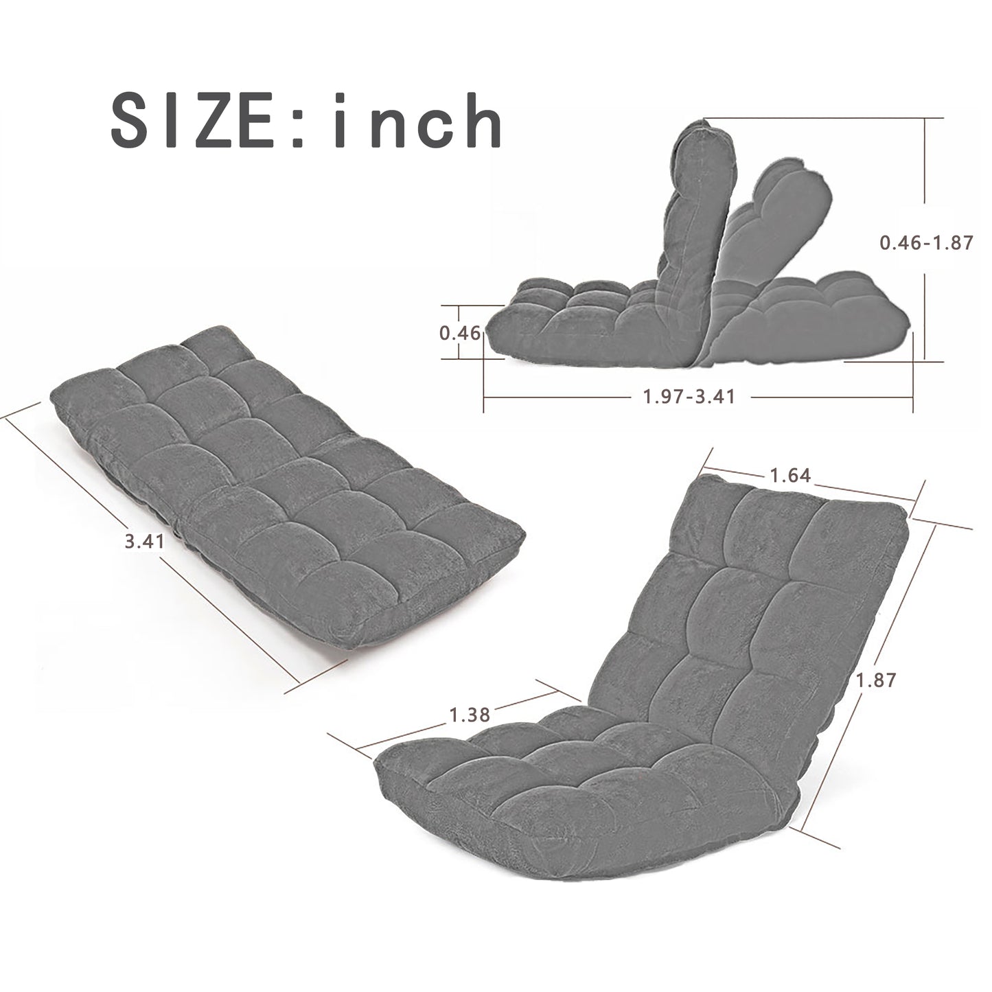 5 Height Adjustment Modern Tatami Sofa Folding Leisure Lounge Chair- Navy_22