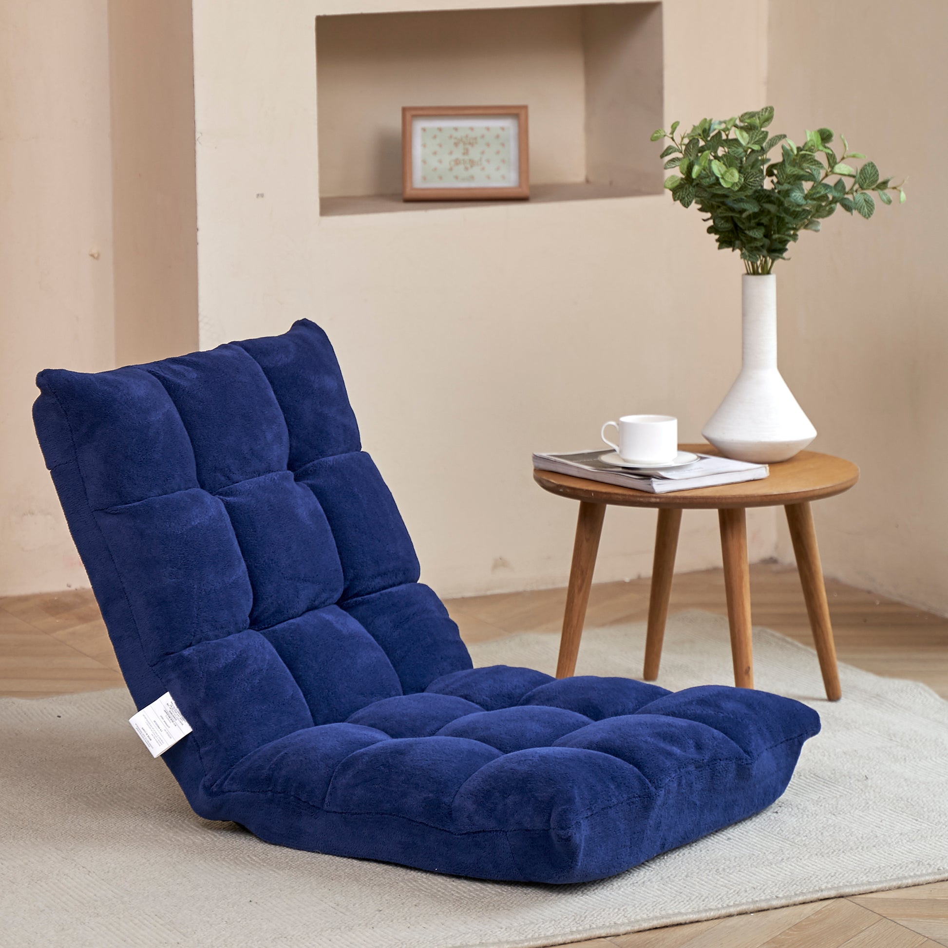5 Height Adjustment Modern Tatami Sofa Folding Leisure Lounge Chair- Navy_1