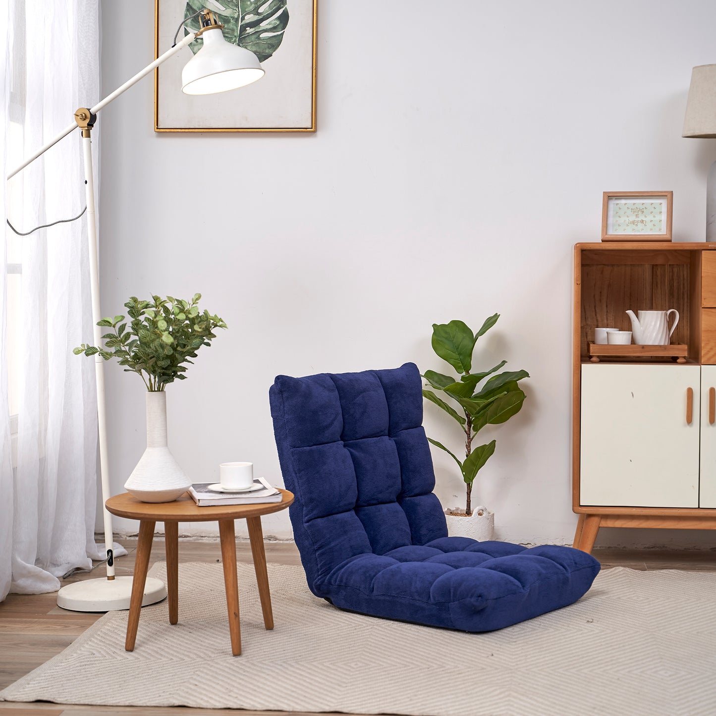 5 Height Adjustment Modern Tatami Sofa Folding Leisure Lounge Chair- Navy_8