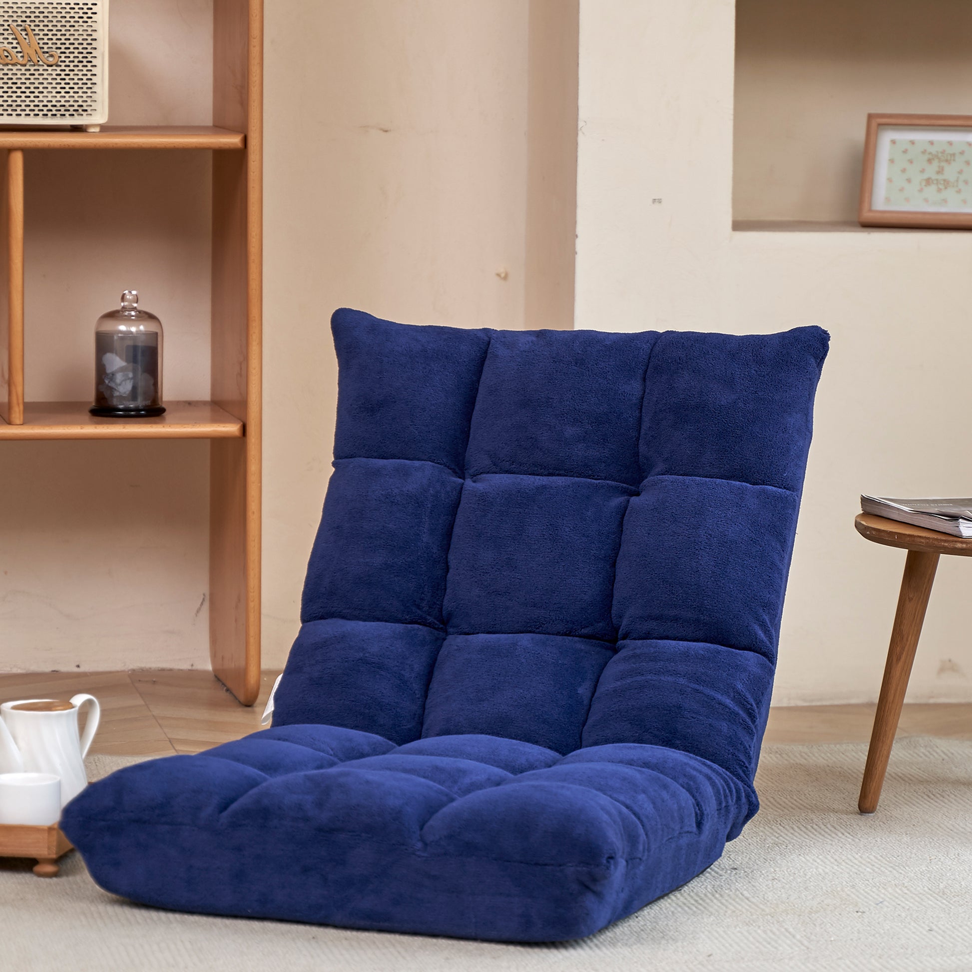 5 Height Adjustment Modern Tatami Sofa Folding Leisure Lounge Chair- Navy_2