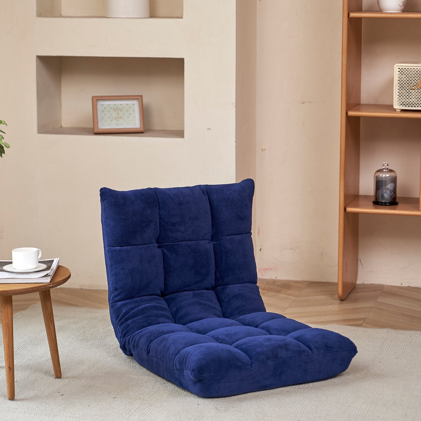 5 Height Adjustment Modern Tatami Sofa Folding Leisure Lounge Chair- Navy_9