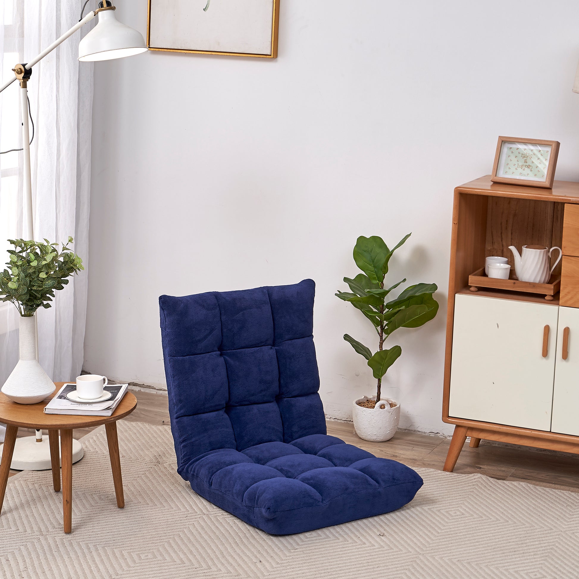 5 Height Adjustment Modern Tatami Sofa Folding Leisure Lounge Chair- Navy_12