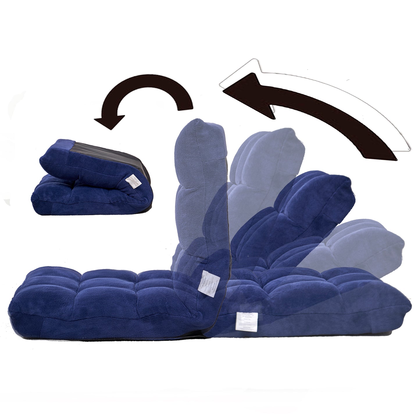 5 Height Adjustment Modern Tatami Sofa Folding Leisure Lounge Chair- Navy_20