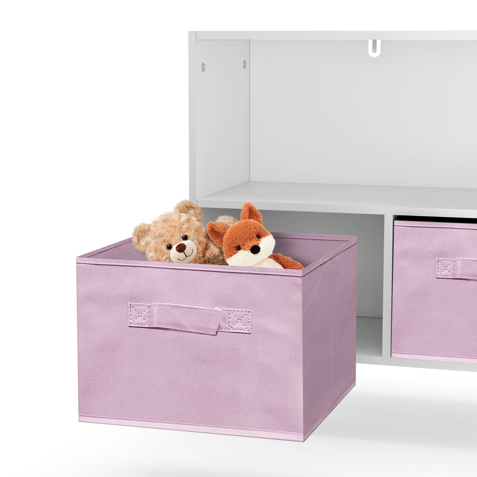 Kid’s Bookcase with Collapsible Drawers Toy Storage Organizer- White+Pink_19