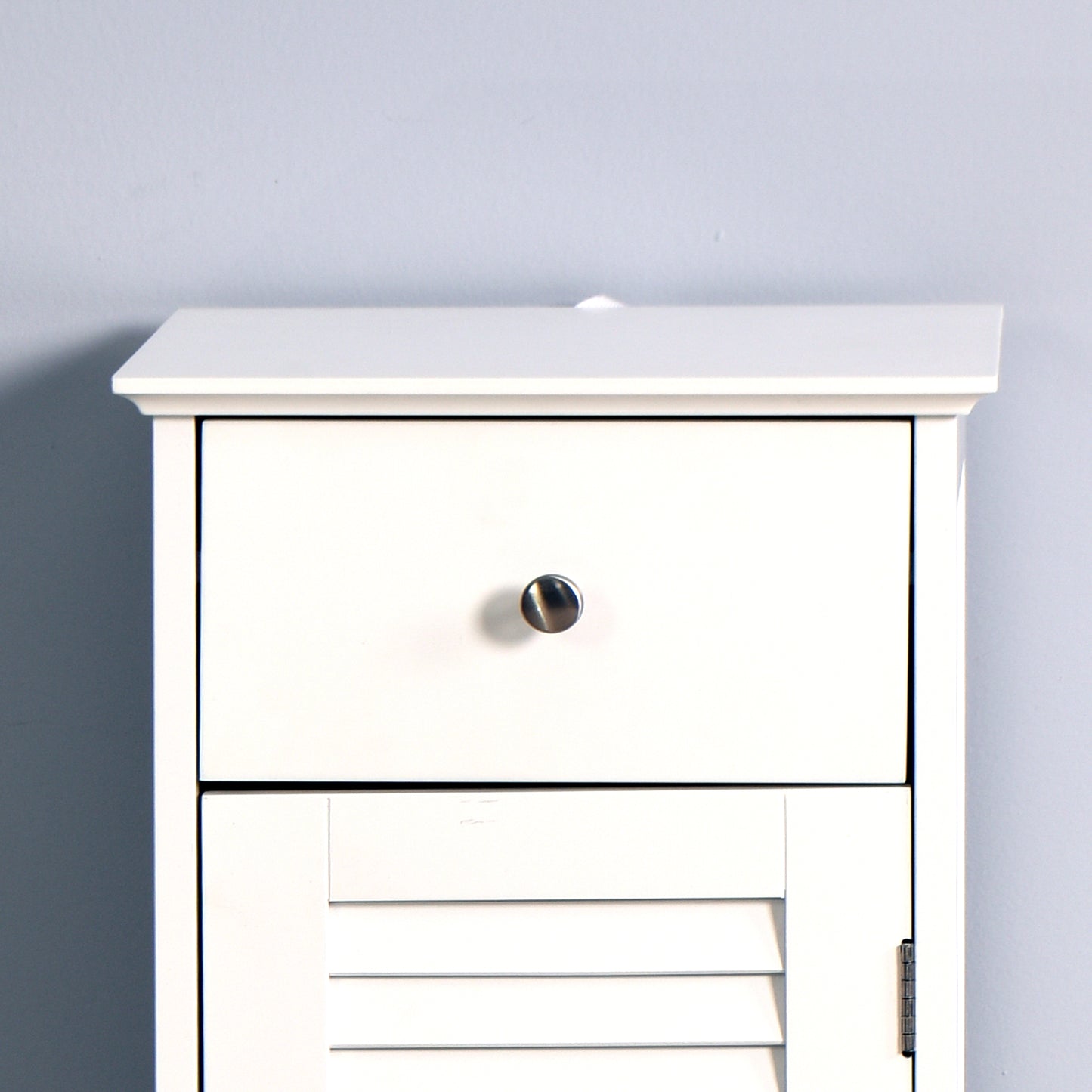 1 Drawer Free Standing Single Shutter Storage Cabinet for Bedroom and Bathroom- White_6