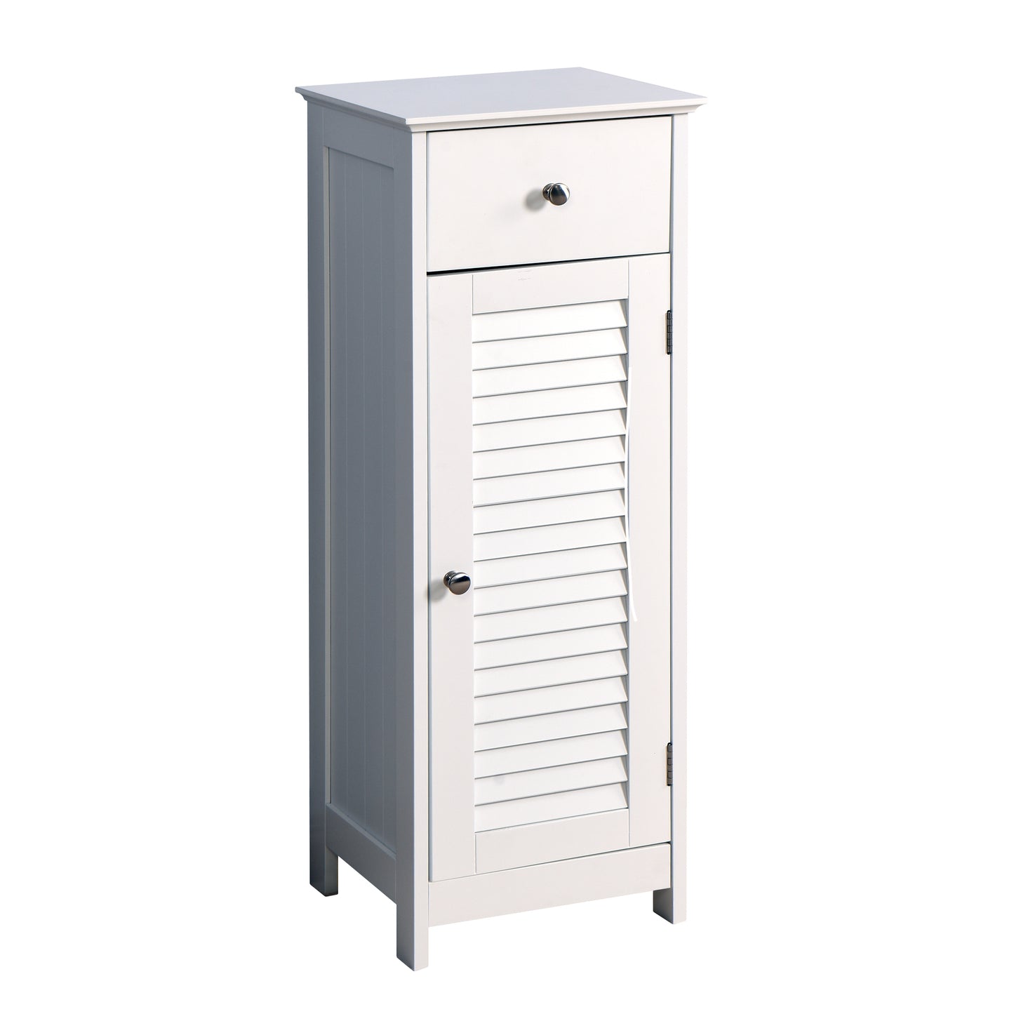 1 Drawer Free Standing Single Shutter Storage Cabinet for Bedroom and Bathroom- White_11