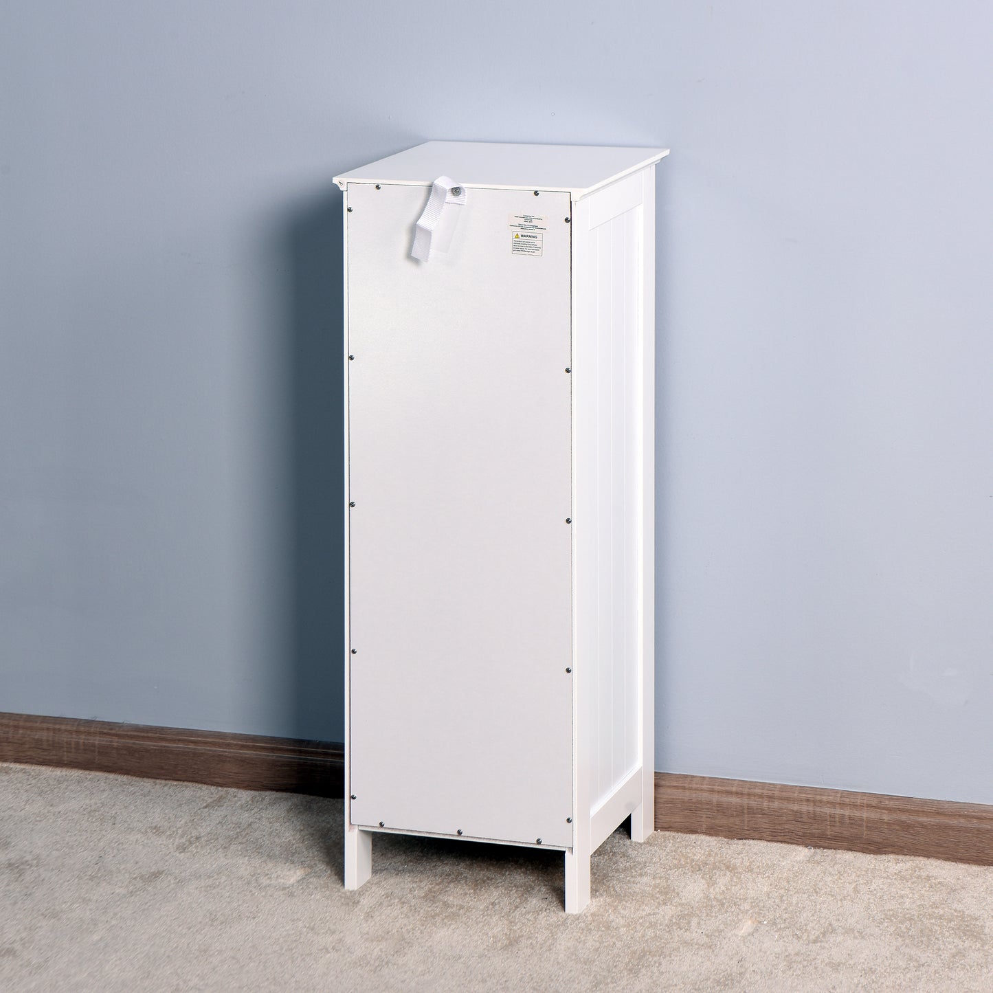 1 Drawer Free Standing Single Shutter Storage Cabinet for Bedroom and Bathroom- White_8