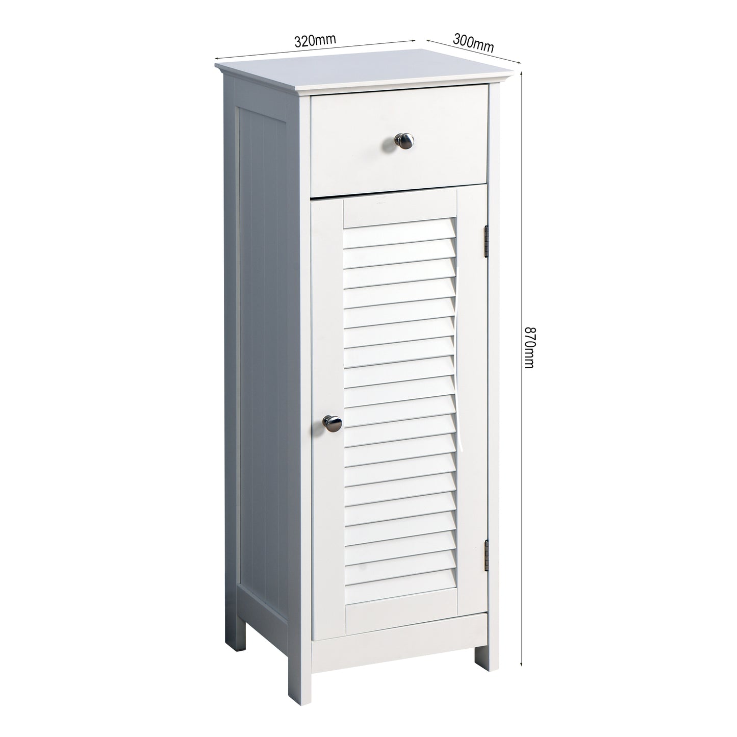 1 Drawer Free Standing Single Shutter Storage Cabinet for Bedroom and Bathroom- White_10