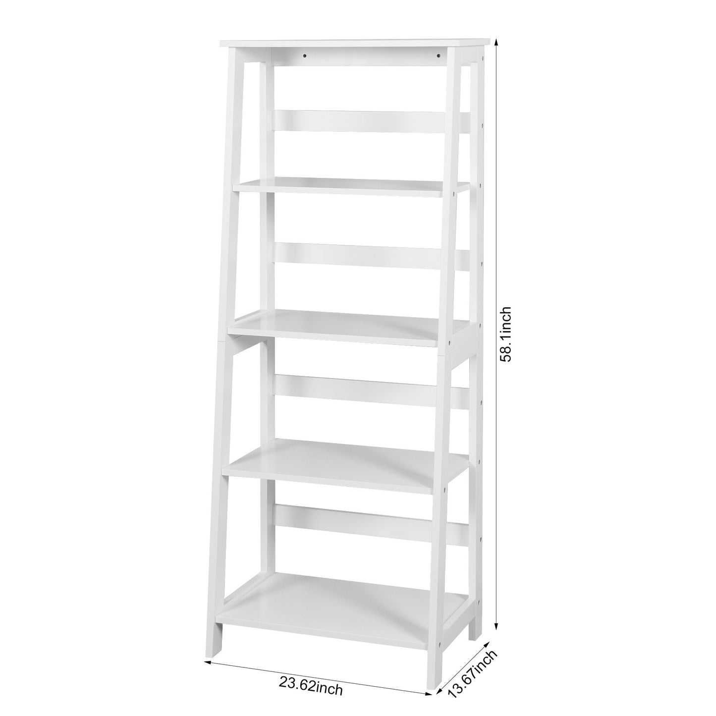5 Tier Wooden Staircase Bookcase Ladder Designed Storage Rack- White_9