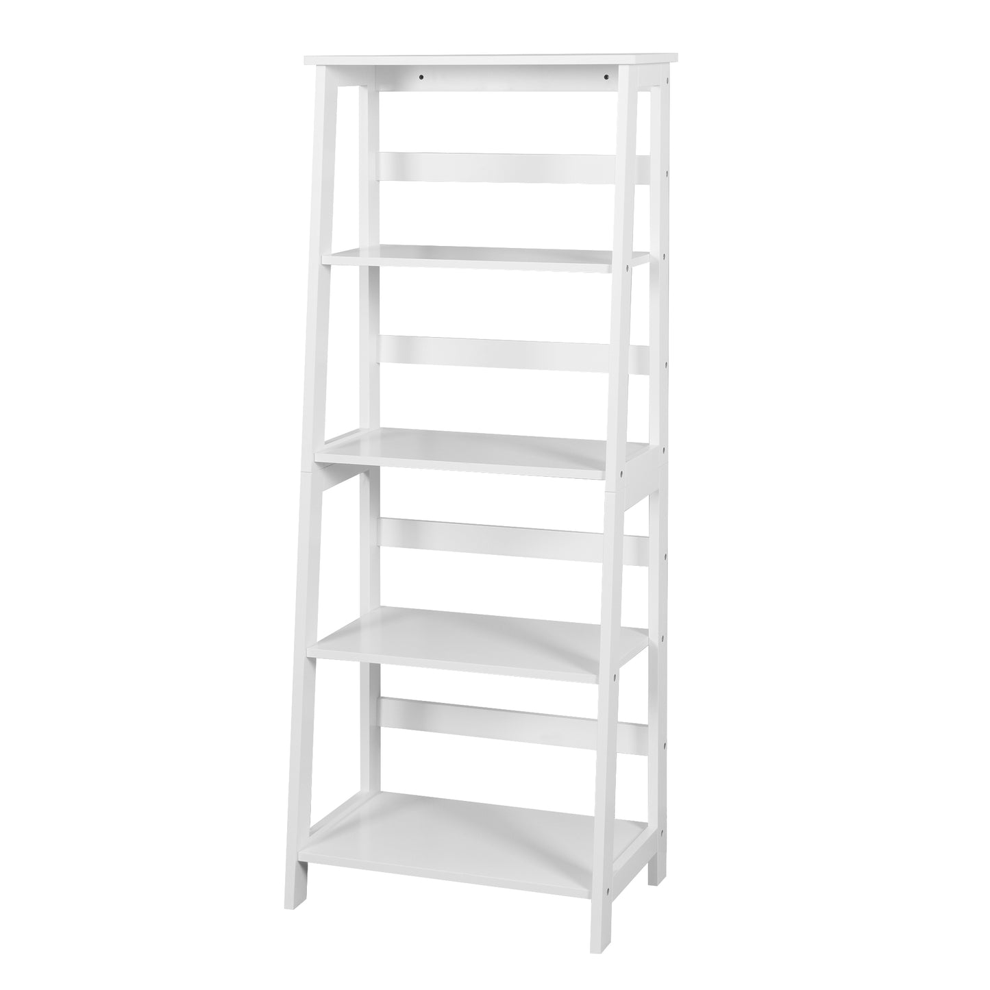 5 Tier Wooden Staircase Bookcase Ladder Designed Storage Rack- White_8