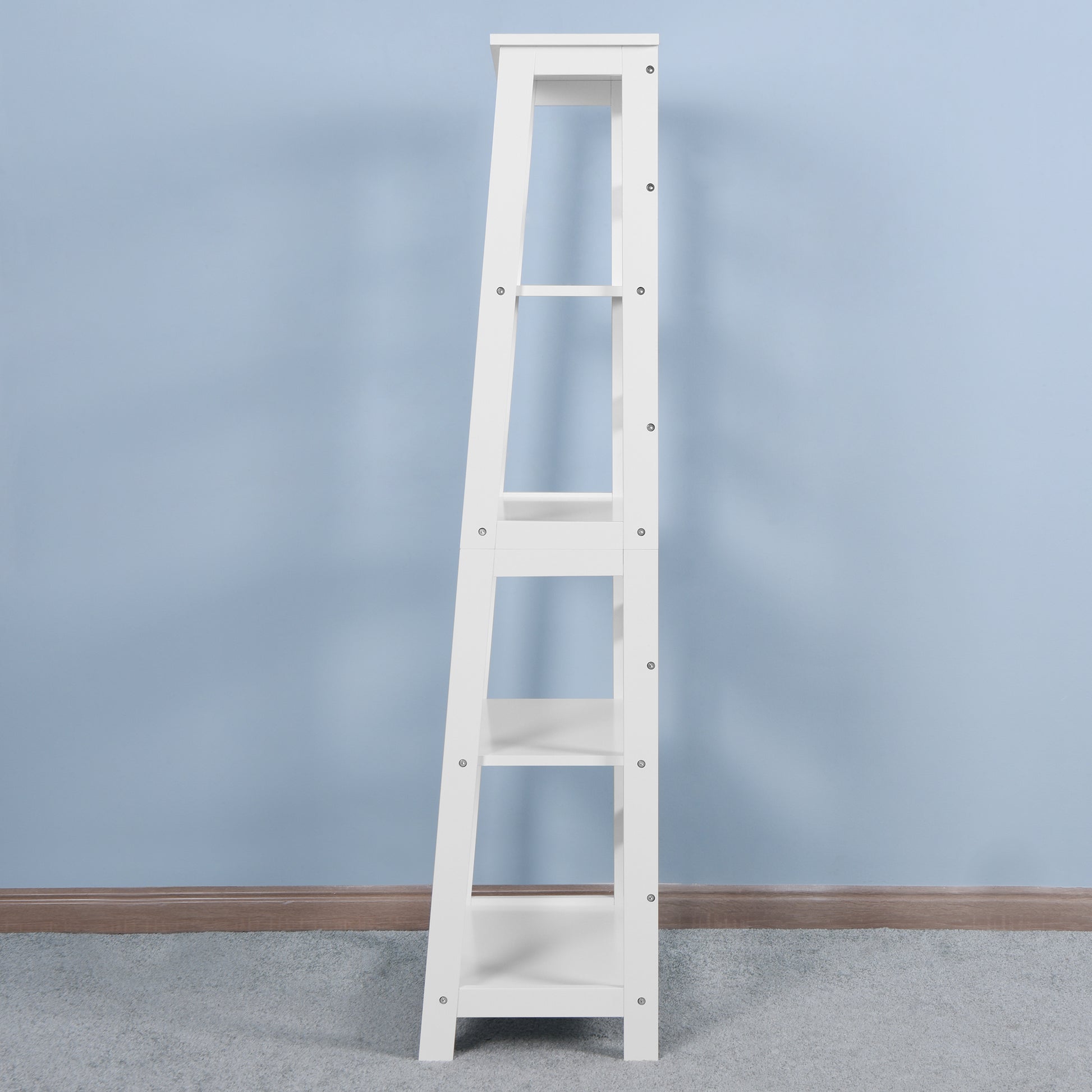 5 Tier Wooden Staircase Bookcase Ladder Designed Storage Rack- White_3
