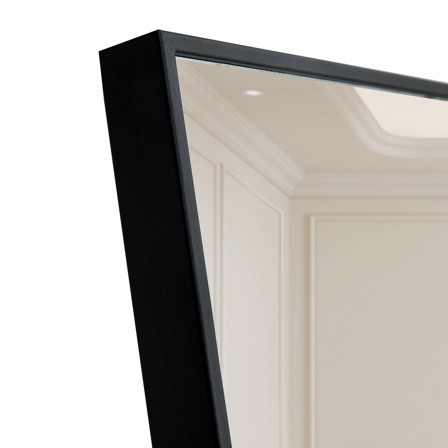 Full-Length Body Mirror with Wooden Frame and Stand Dressing Mirror- Black_17