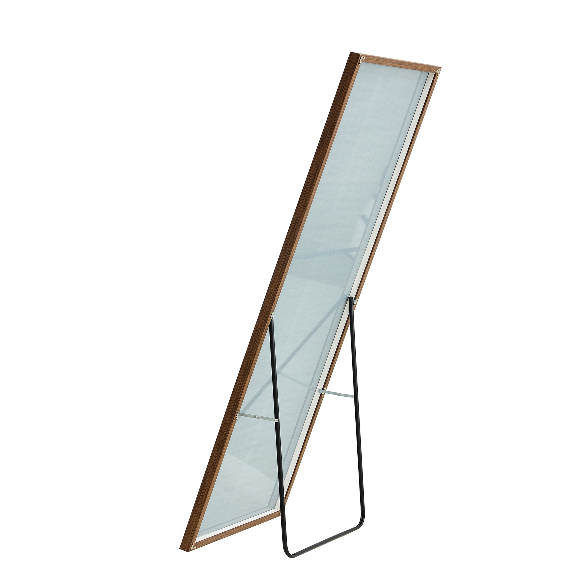 Full-Length Body Dressing Mirror with Solid Wooden Frame and Stand- Brown_9