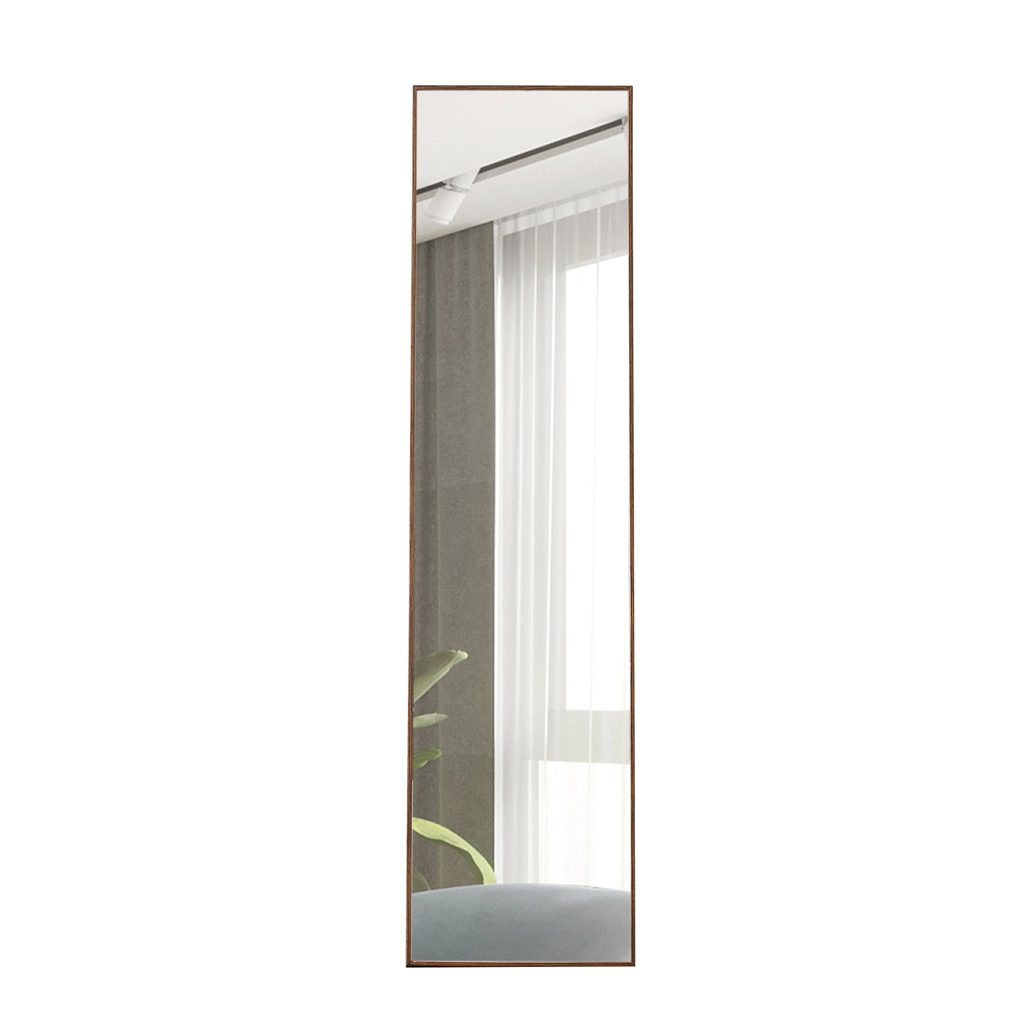 Full-Length Body Dressing Mirror with Solid Wooden Frame and Stand- Brown_14